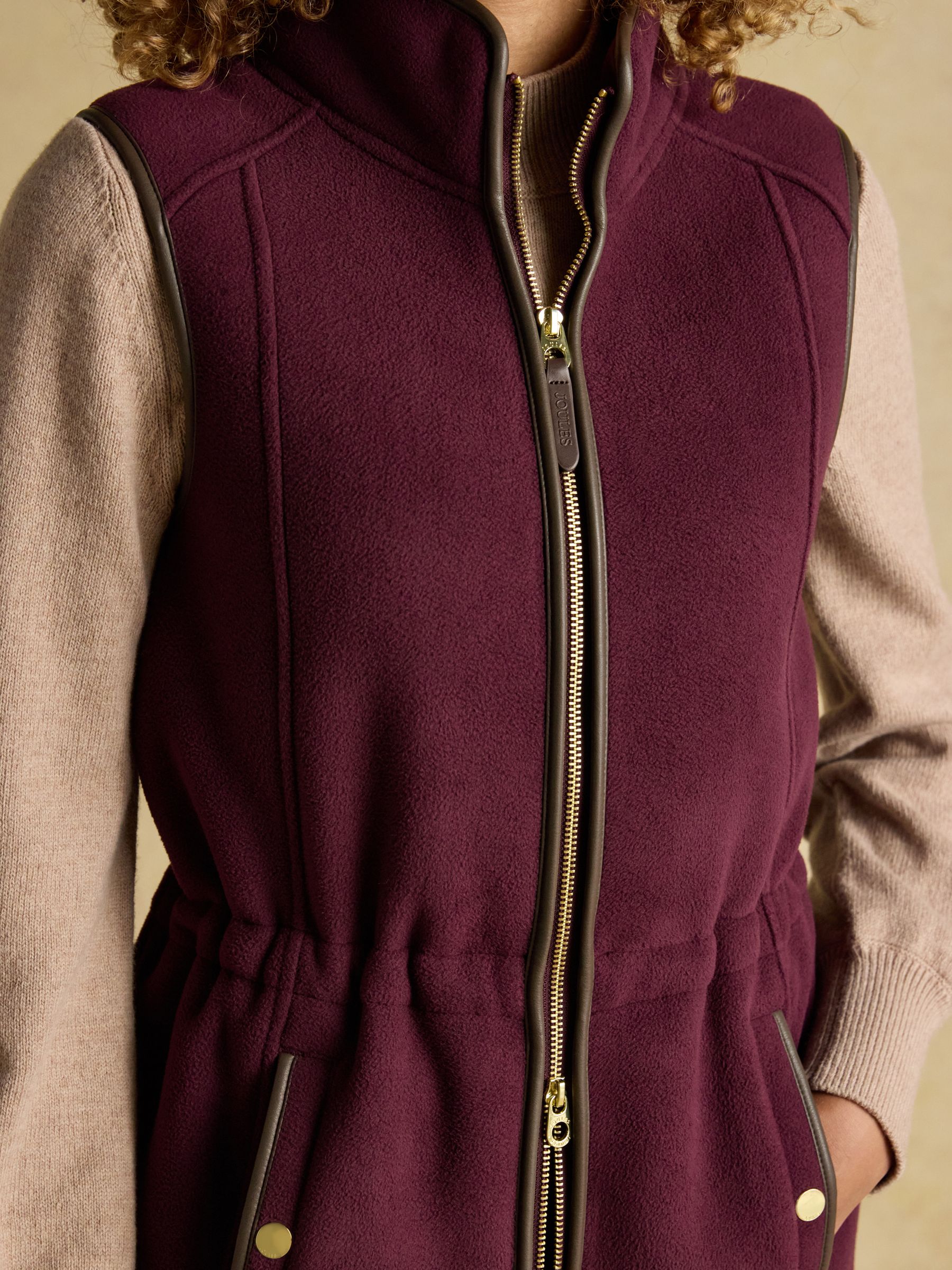 Heritage Burgundy Red Longline Fleece Gilet - Image 9 of 13