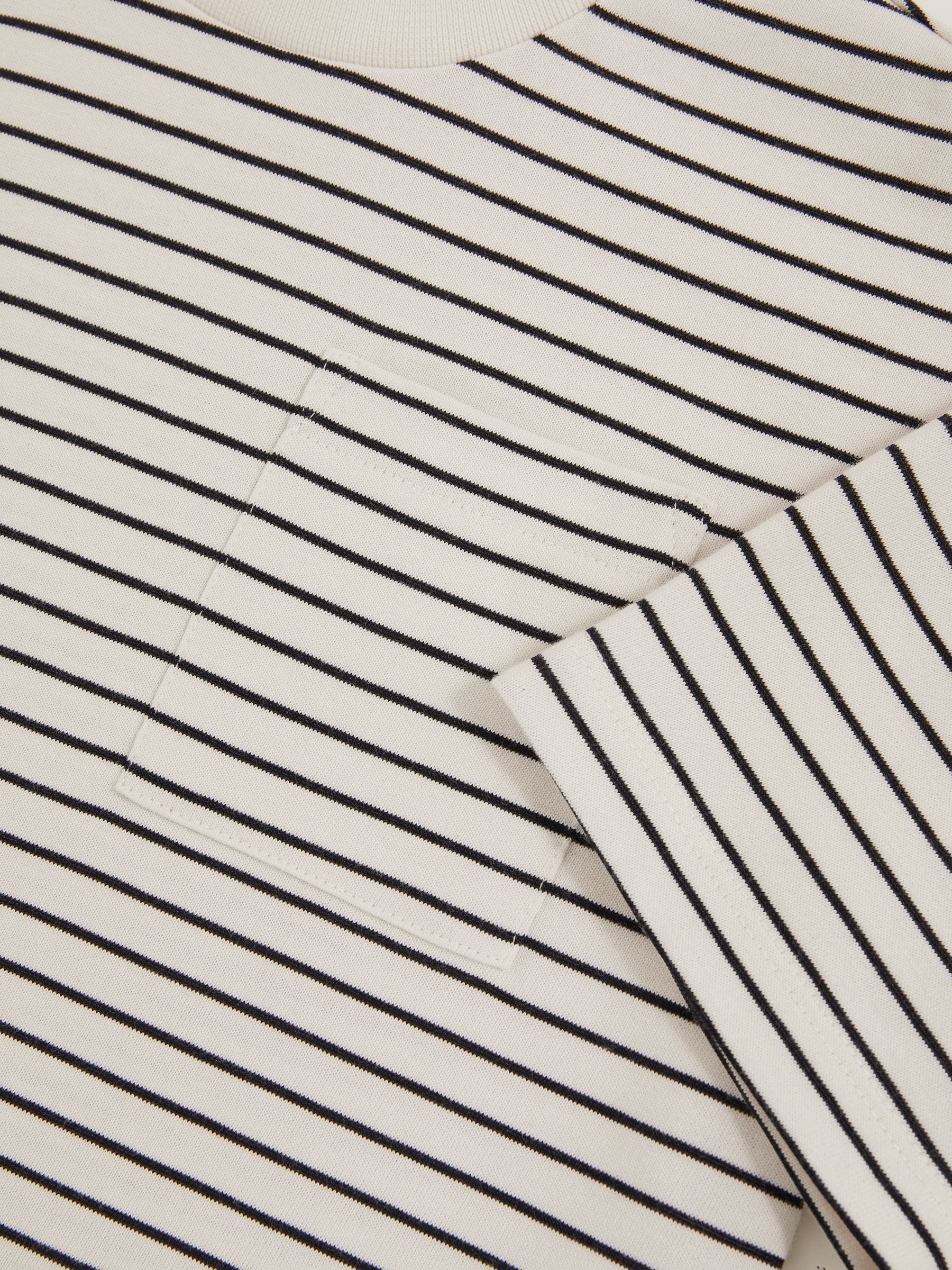 13-14 yrs Cotton-Blend Stripe T-Shirt in White/Navy - Image 4 of 4