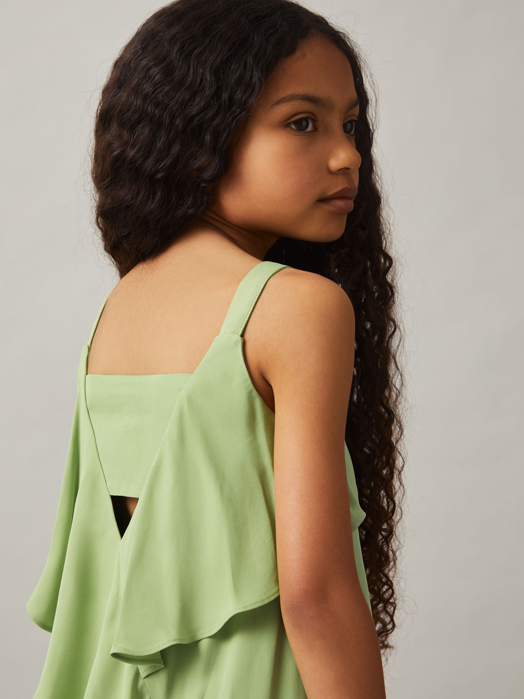 13-14 yrs Handkerchief-Hem Sleeveless Dress in Green - Image 4 of 5