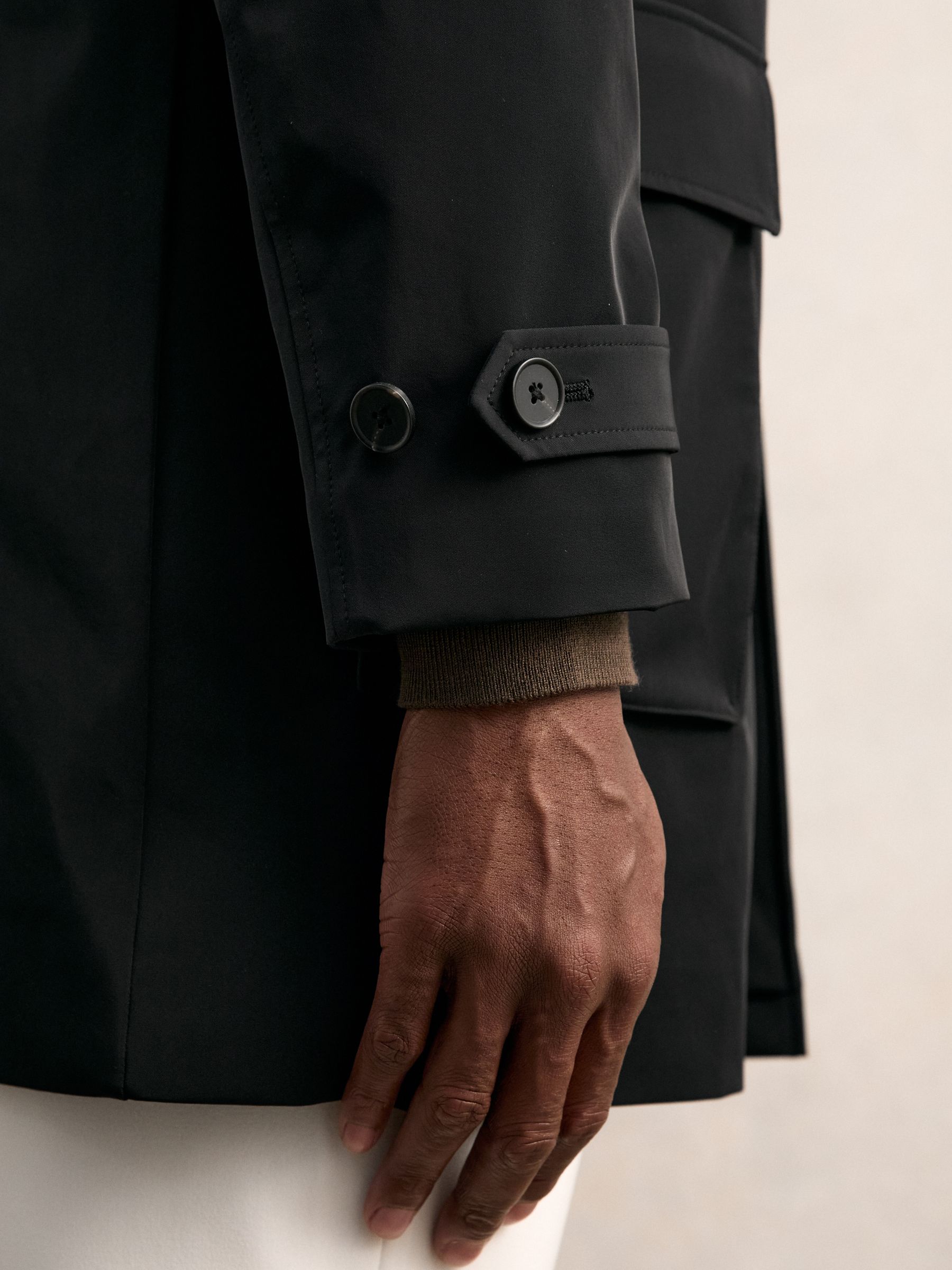 Hybrid Removable-Gilet Overcoat in Black - Image 6 of 7