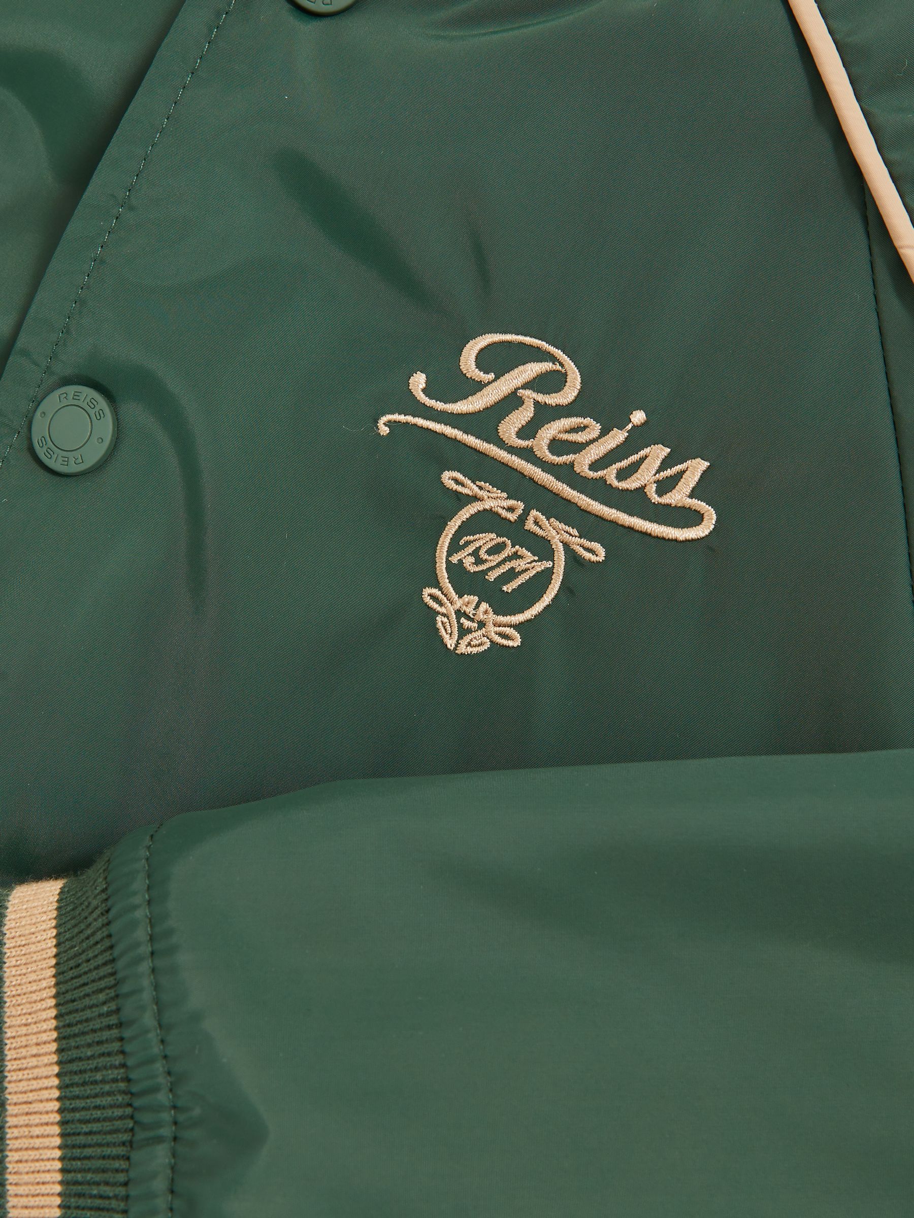 13-14 yrs Motor Cars Embroidered Bomber Jacket in Forest Green/Off White - Image 4 of 4