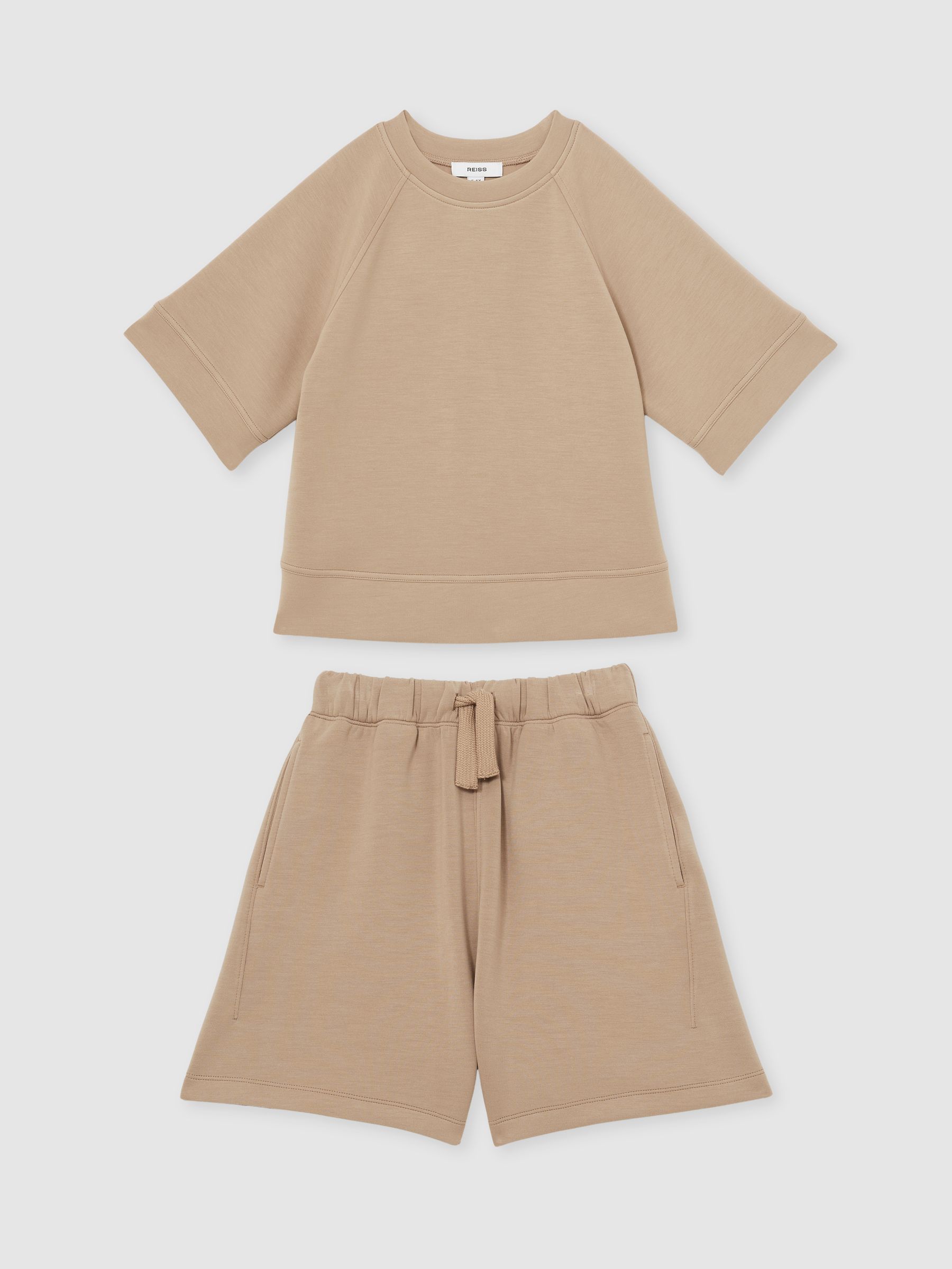 9-13 yrs Modal-Blend Sweatshirt And Shorts Set in Mink - Image 2 of 5