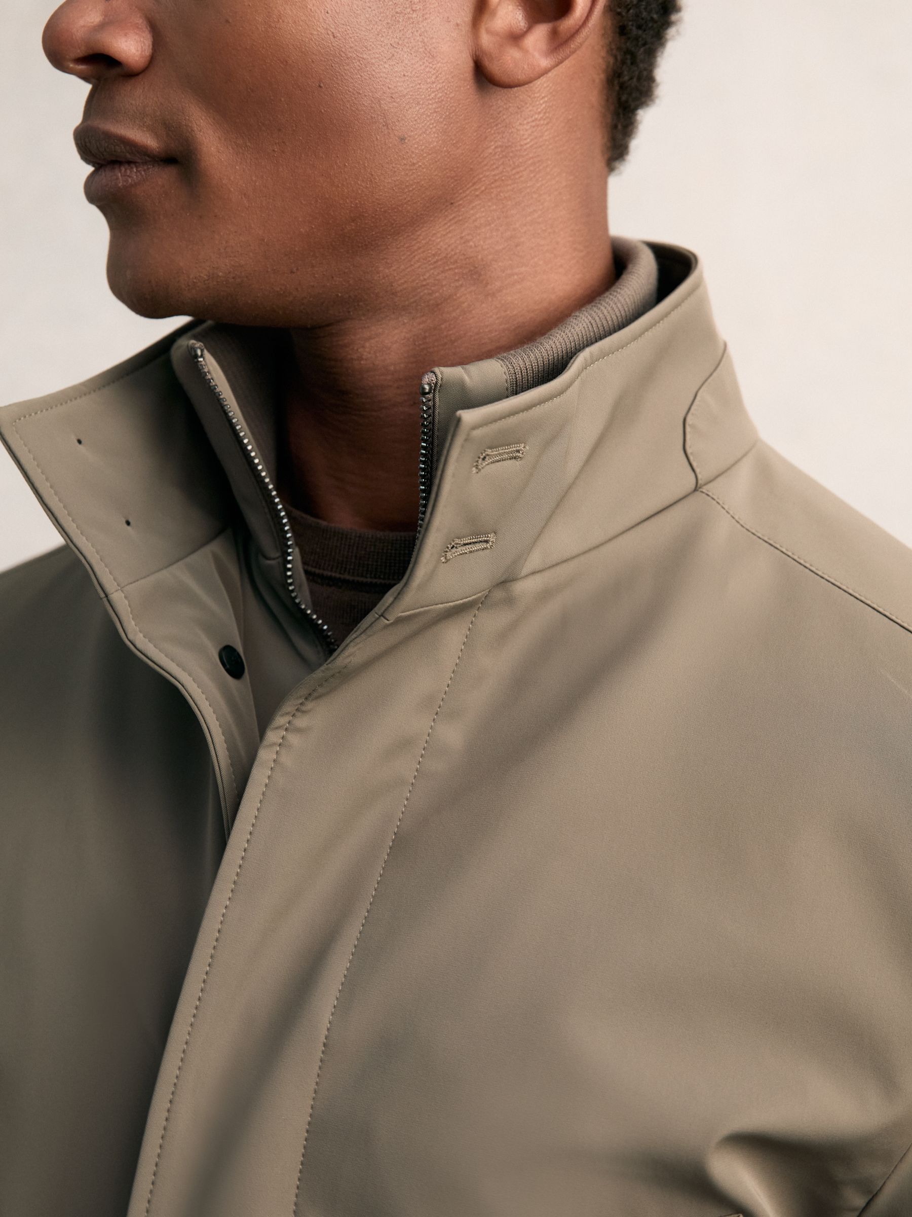 Hybrid Removable-Gilet Overcoat in Mushroom Brown - Image 4 of 7