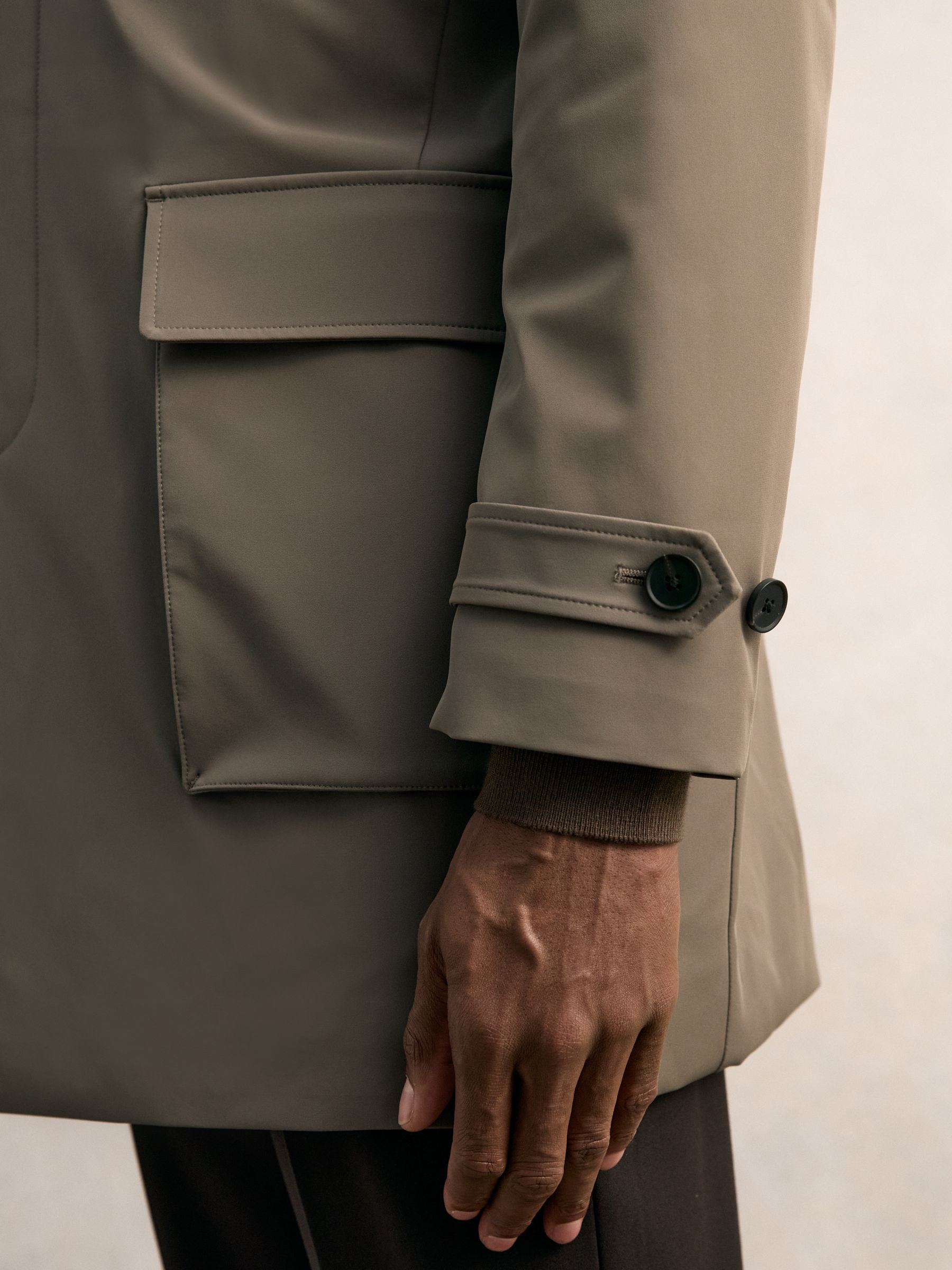 Hybrid Removable-Gilet Overcoat in Mushroom Brown - Image 6 of 7