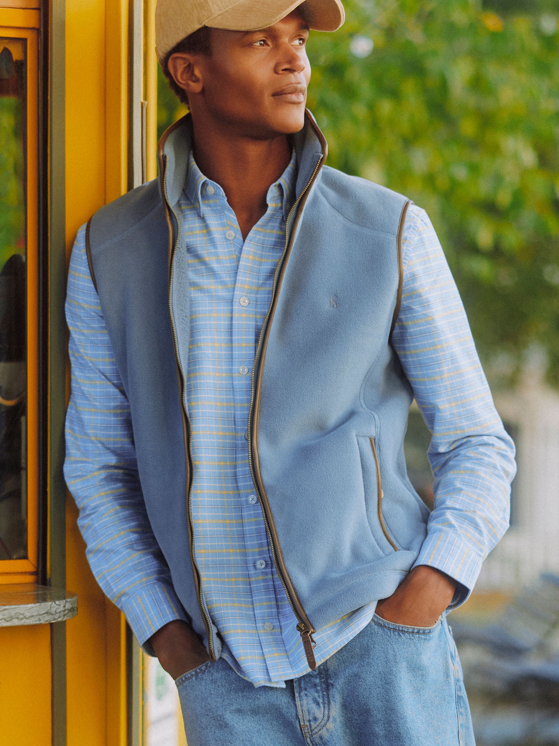 Heritage Fleece Chambray Blue Gilet - Image 1 of 12