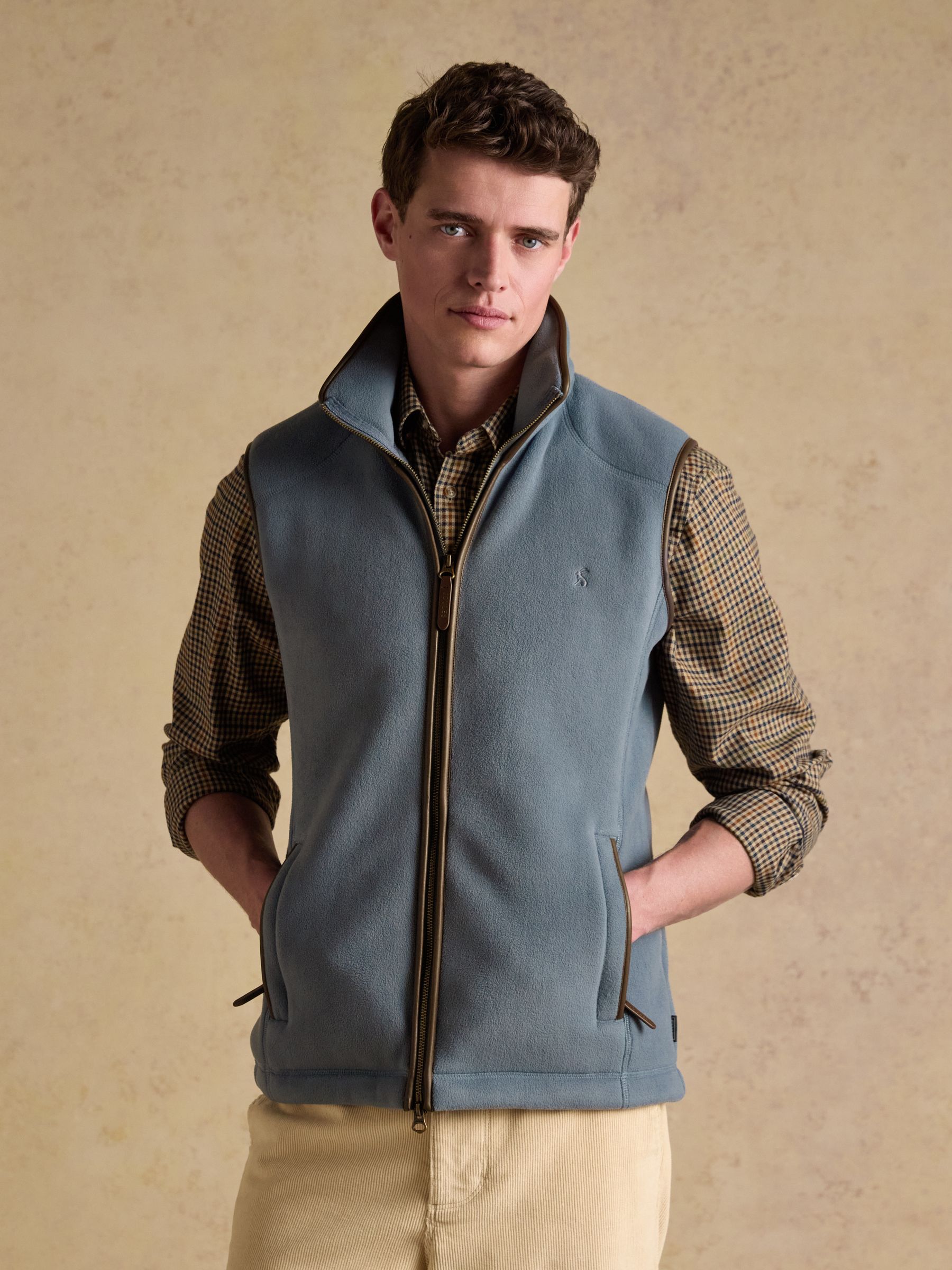 Heritage Fleece Chambray Blue Gilet - Image 3 of 12