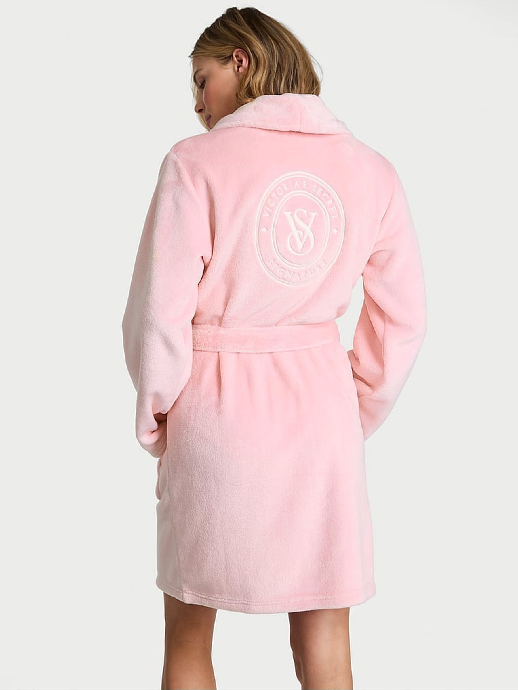 Pretty Blossom Pink Cosy Short Dressing Gown - Image 2 of 2