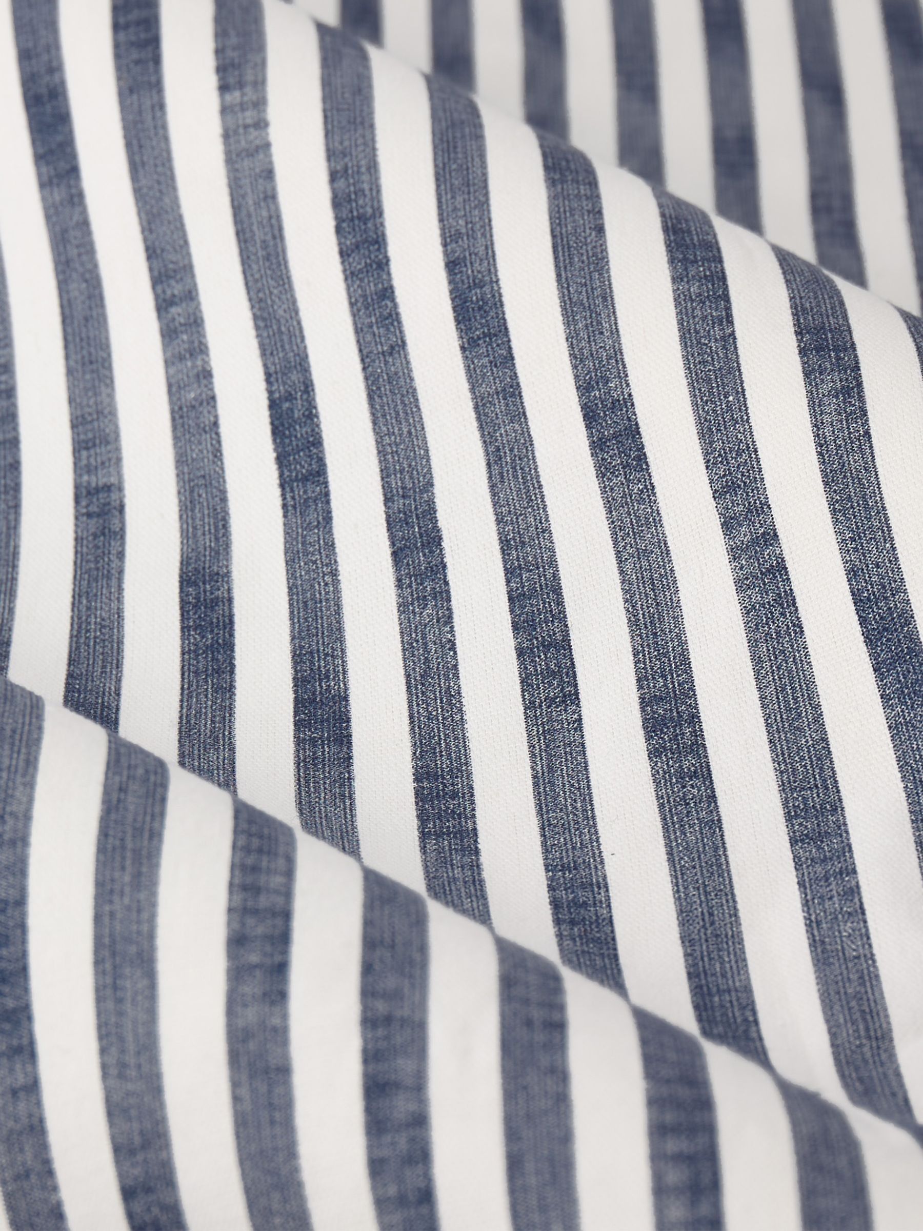 Yard Navy Hebden Striped Cotton Lined Eyelet Curtains Lined Pair - Image 4 of 4