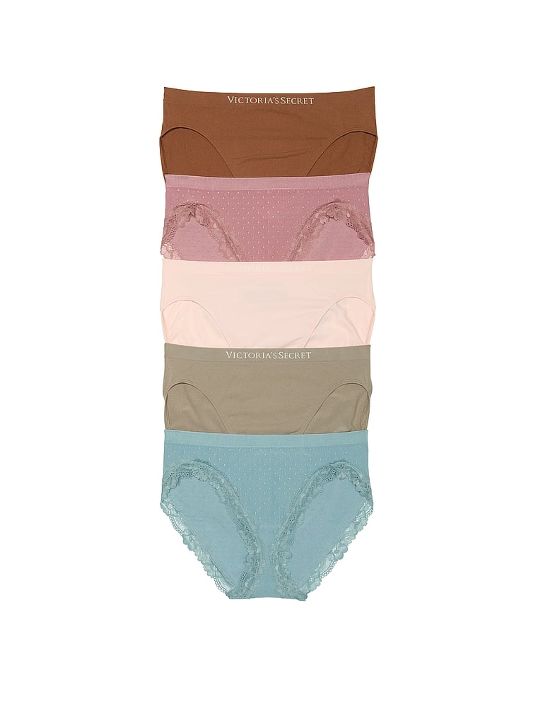 Brown/Pink/Nude/Blue Brief 5 Pack Knickers - Image 1 of 3