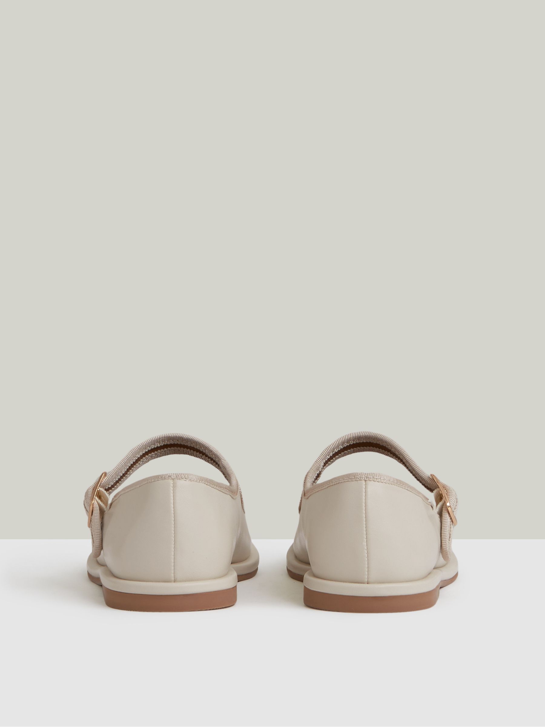 Leather Mary Jane Ballet Pumps in Cream - Image 3 of 4