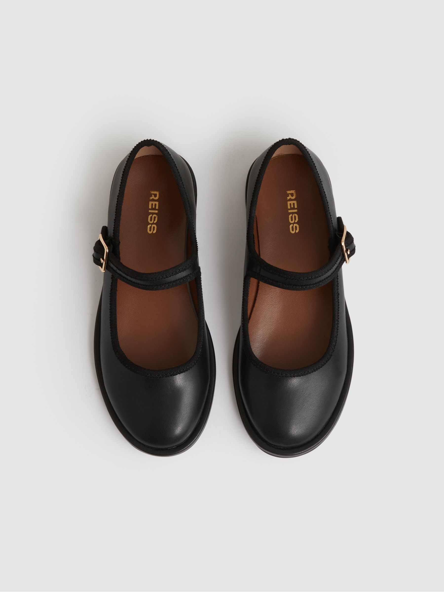 Leather Mary Jane Ballet Pumps in Black - Image 2 of 4