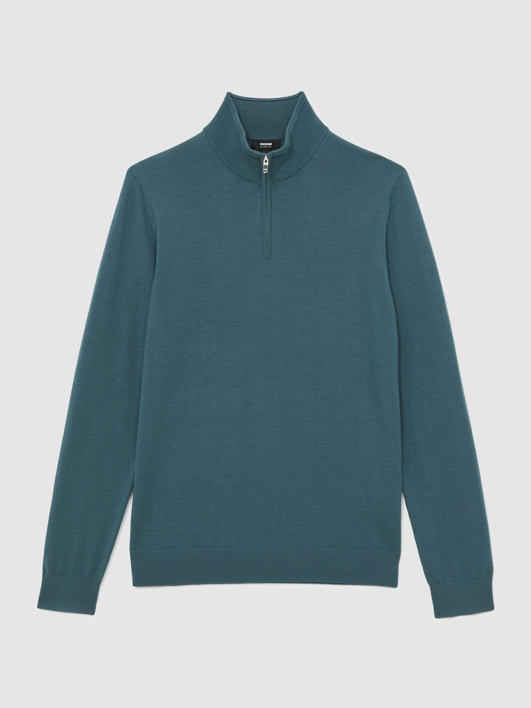 Merino Wool Half Zip Jumper in Orion Blue - Image 2 of 6