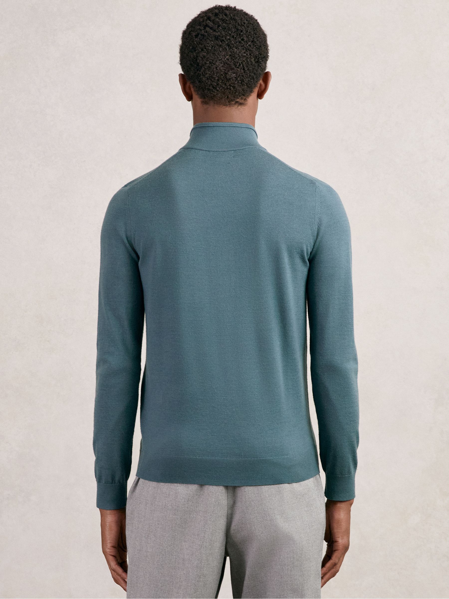 Merino Wool Half Zip Jumper in Orion Blue - Image 5 of 6