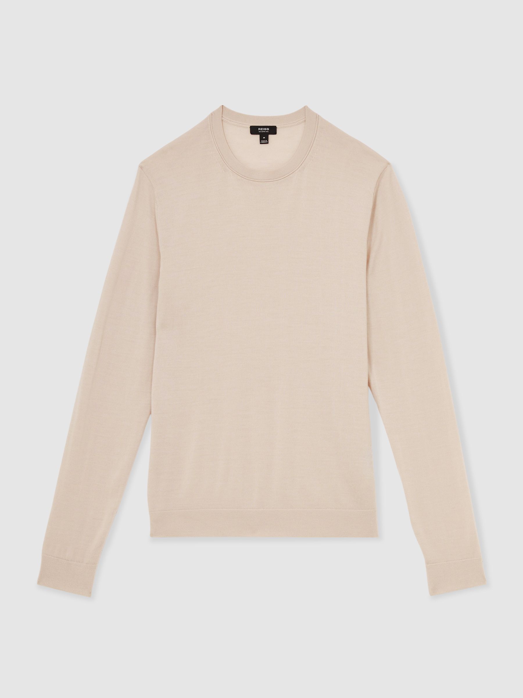 Merino-Wool Crew-Neck Jumper in Beige - Image 2 of 5