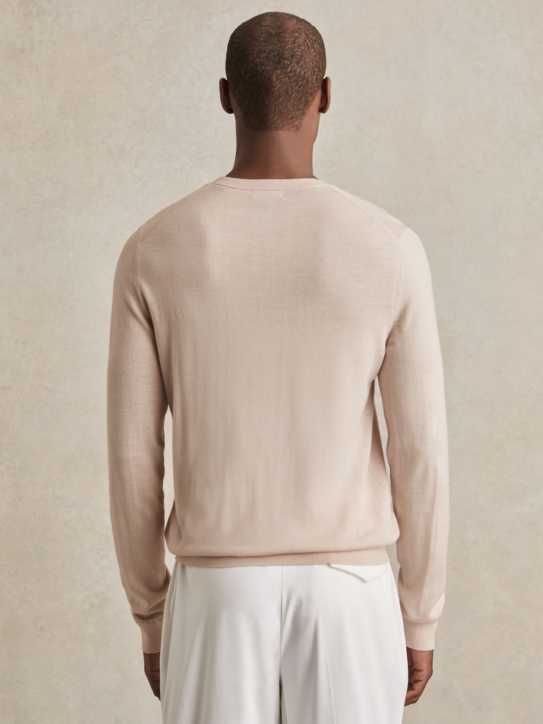 Merino Wool Crew Neck Jumper in Beige - image 5