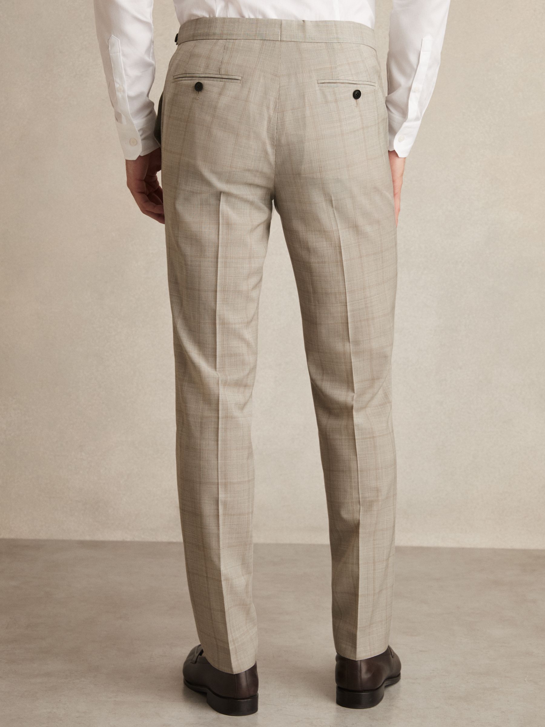 Slim-Fit Wool Check Suit Trousers in Oatmeal Brown - Image 5 of 6