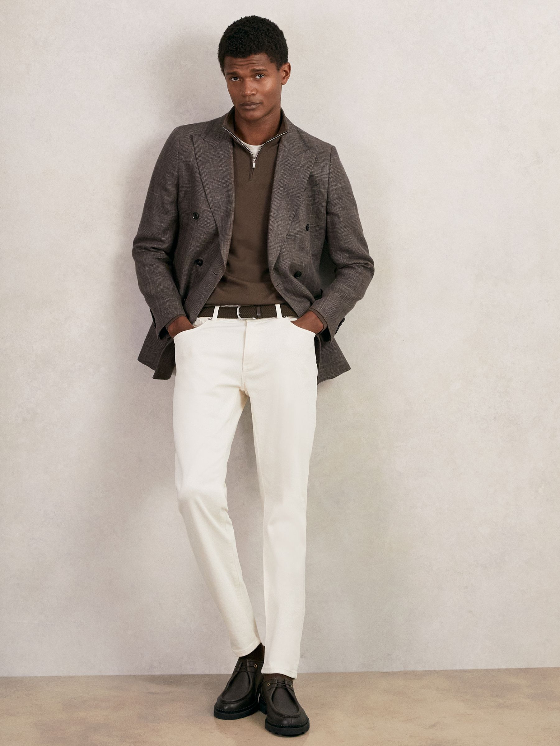 Merino Wool Half-Zip Funnel Neck Jumper in Chocolate Brown - Image 3 of 6