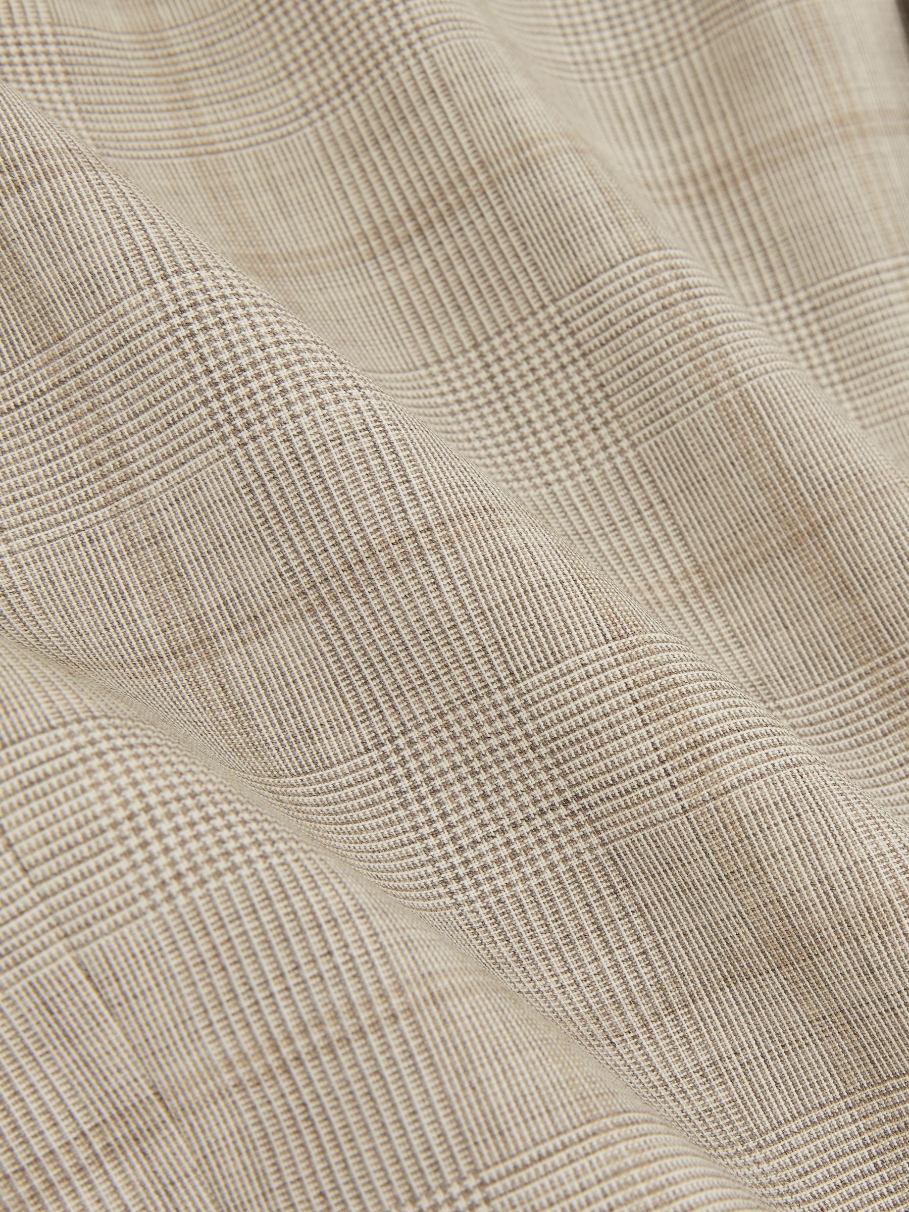 Wool Single-Breasted Check Suit Blazer Classic-Fit in Oatmeal Brown - image 2