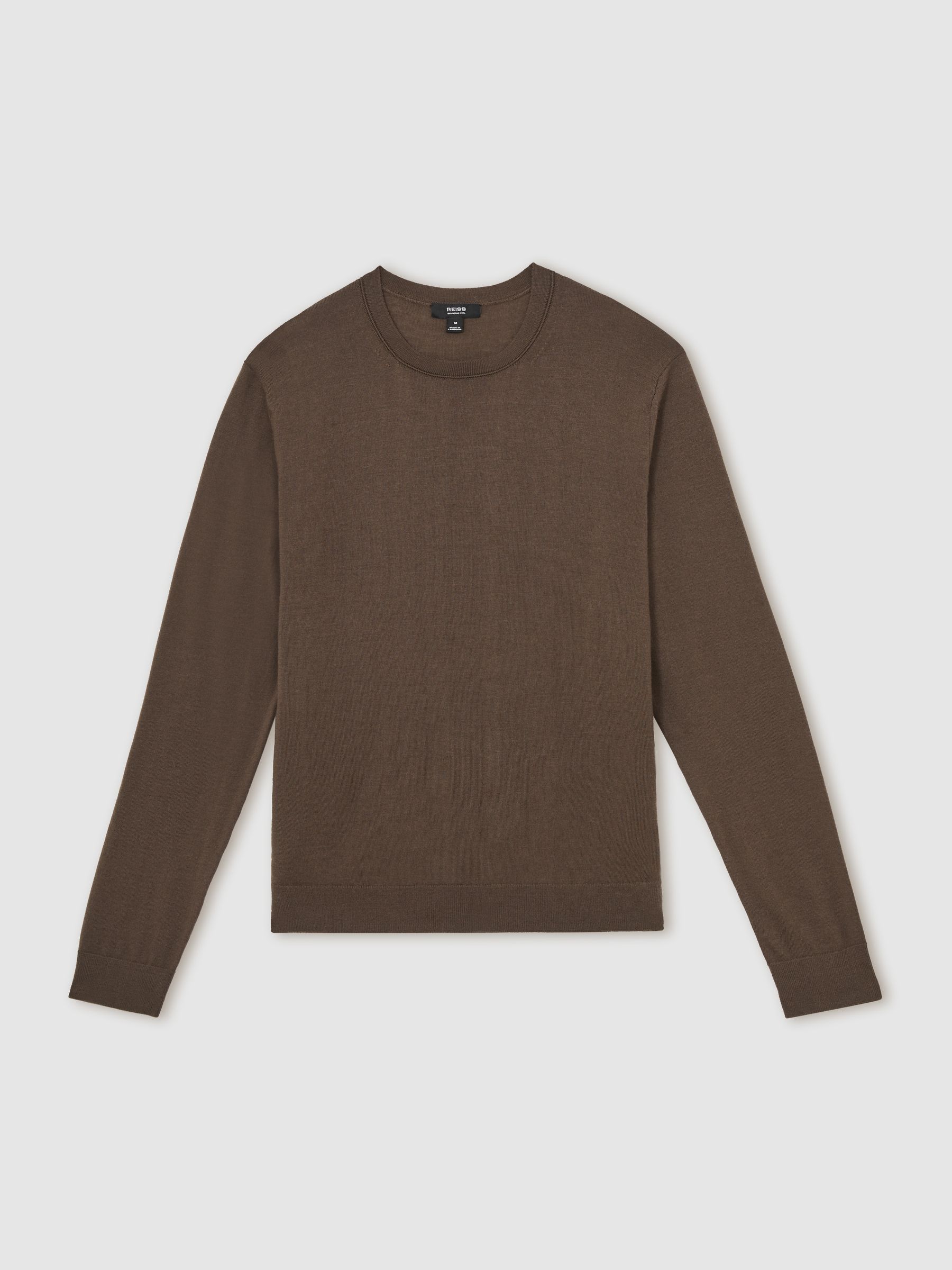 Merino-Wool Crew-Neck Jumper in Chocolate Brown - Image 2 of 6