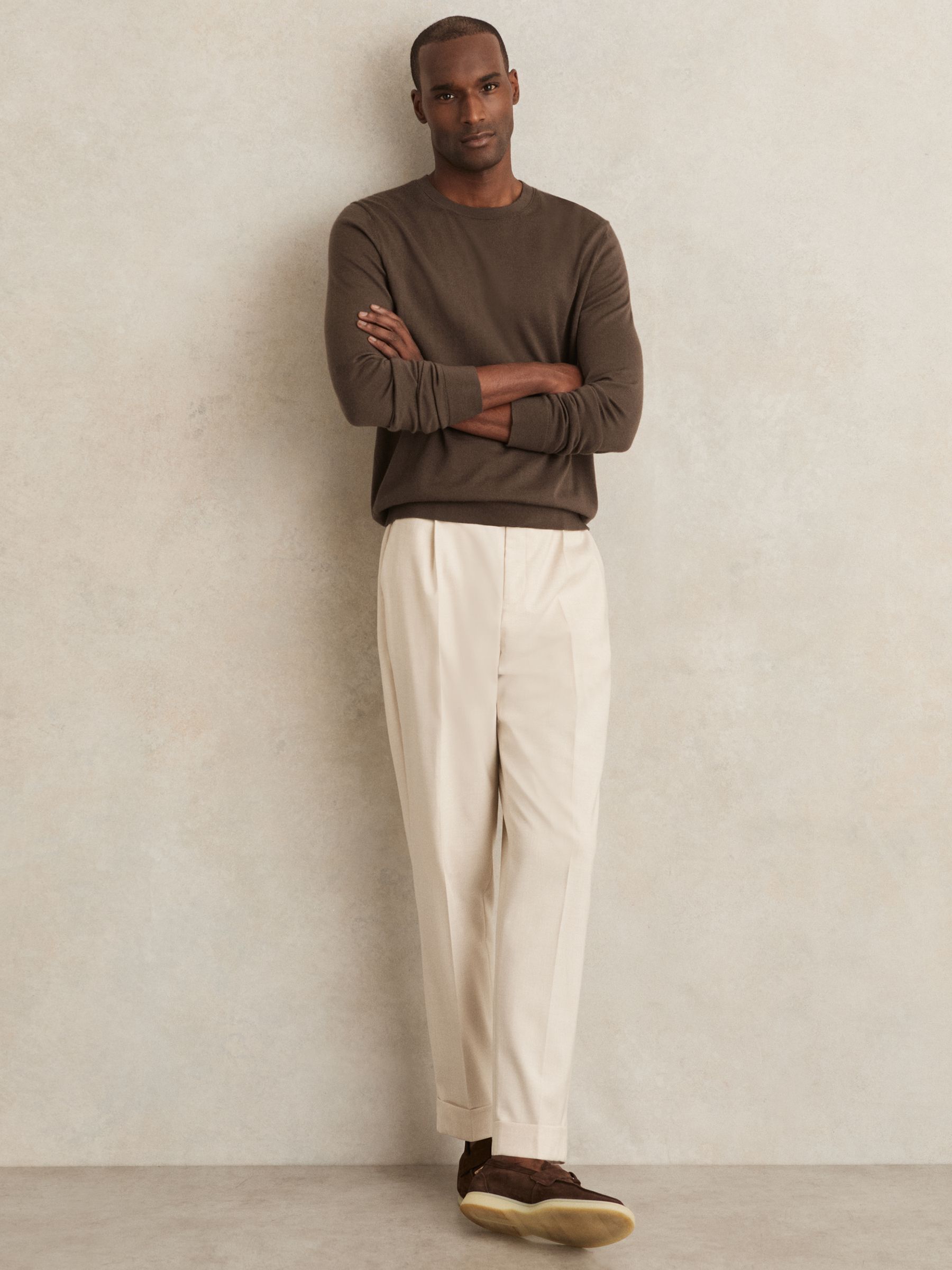 Merino Wool Crew Neck Jumper in Chocolate Brown - image 3