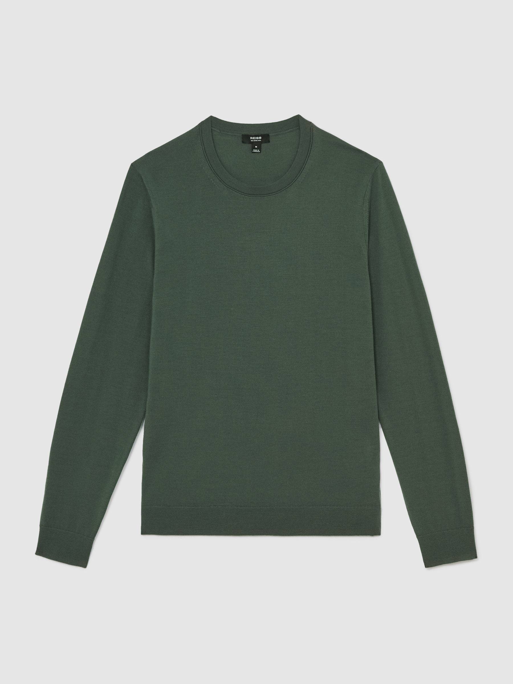 Merino-Wool Crew-Neck Jumper in Kale Green - Image 2 of 7