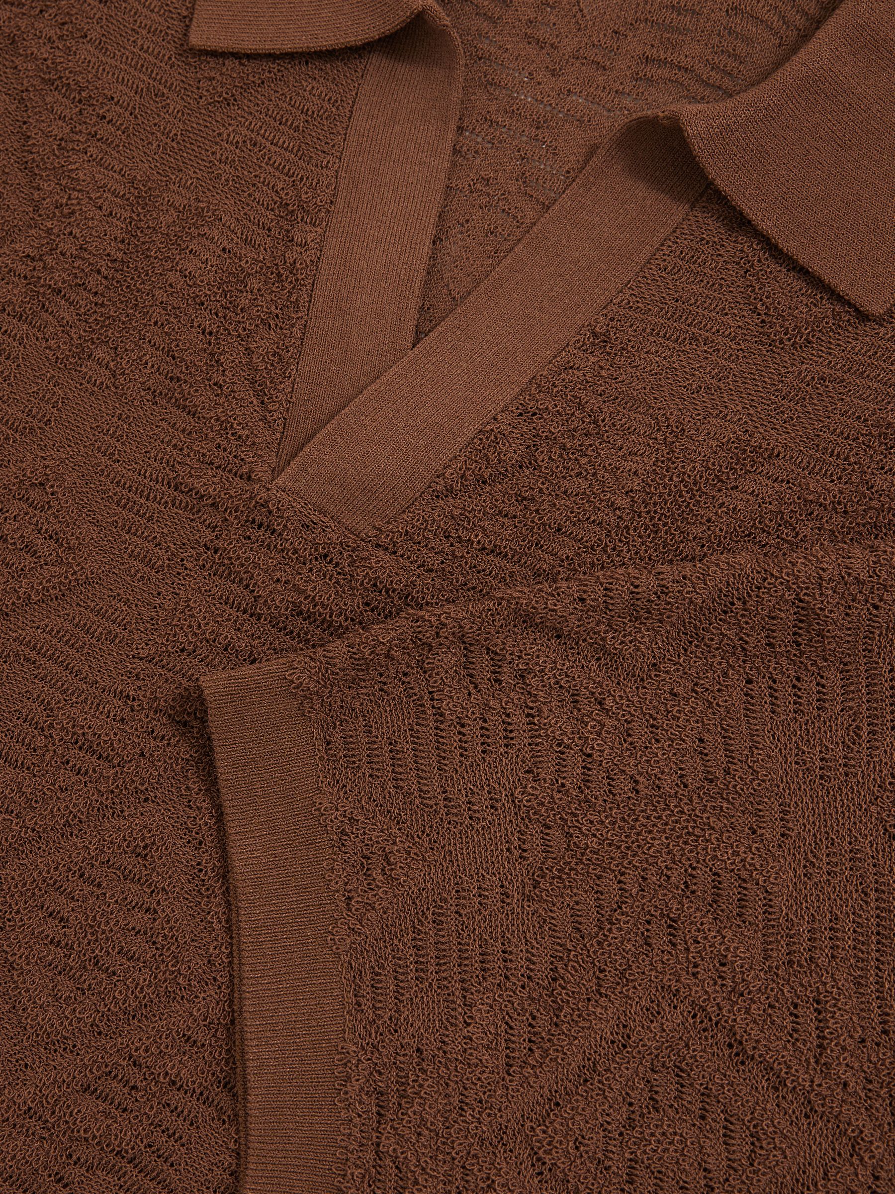 Jacquard Loop-Stitch Polo Shirt in Tobacco - Image 6 of 6