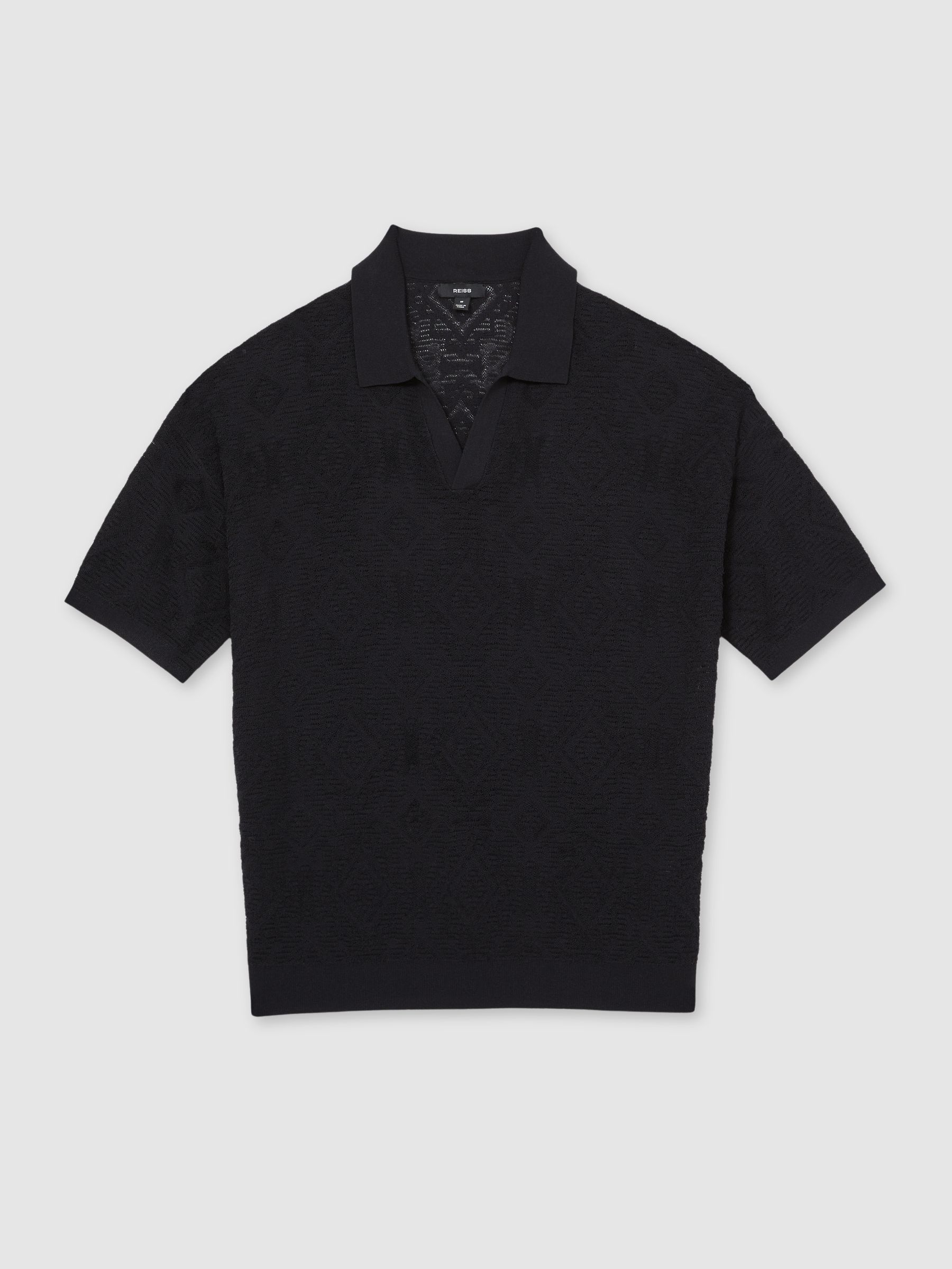 Jacquard Loop-Stitch Polo Shirt in Navy - Image 2 of 6