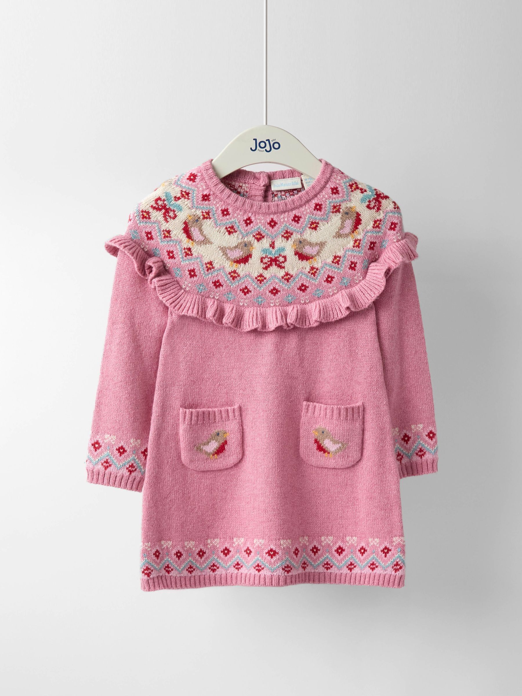 Pink Robin Fairisle Frill Knitted Dress - Image 1 of 4