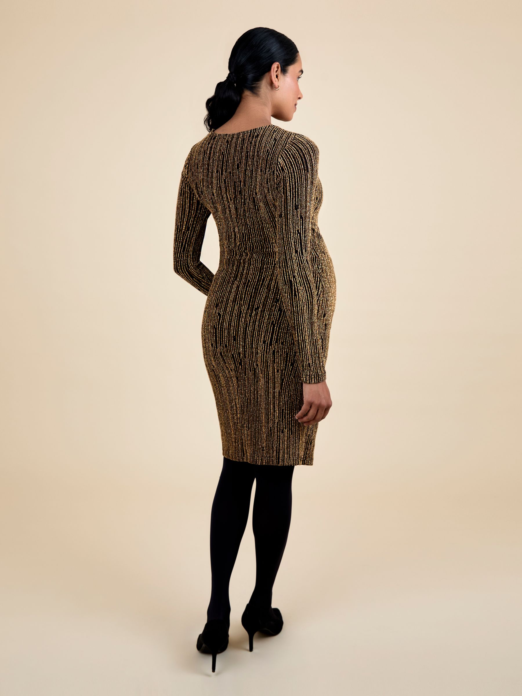 Brown Maternity Wrap Sparkle Mini Dress - Image 3 of 5
