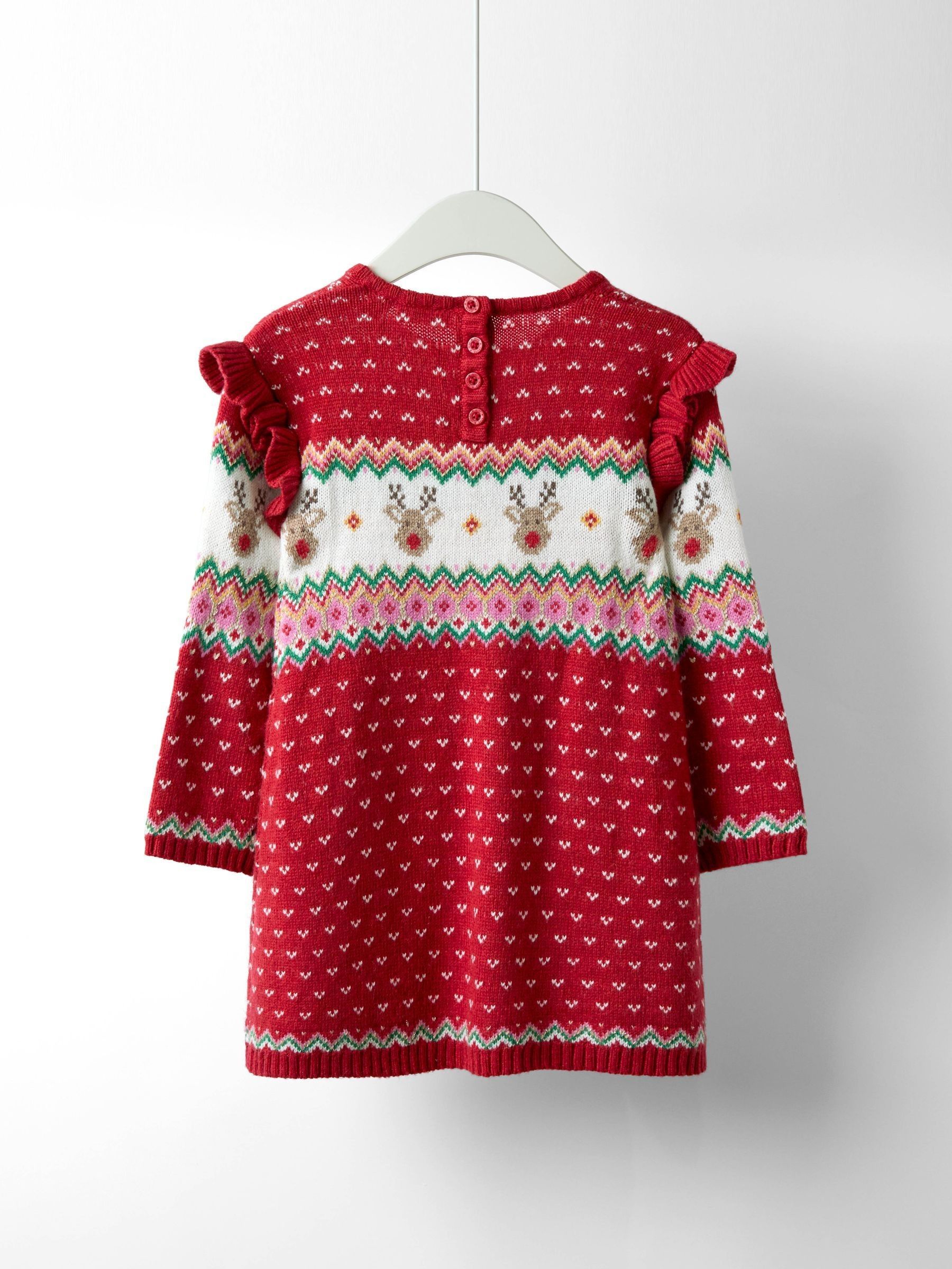 Red Christmas Scene Fairisle Knitted Dress - Image 4 of 4