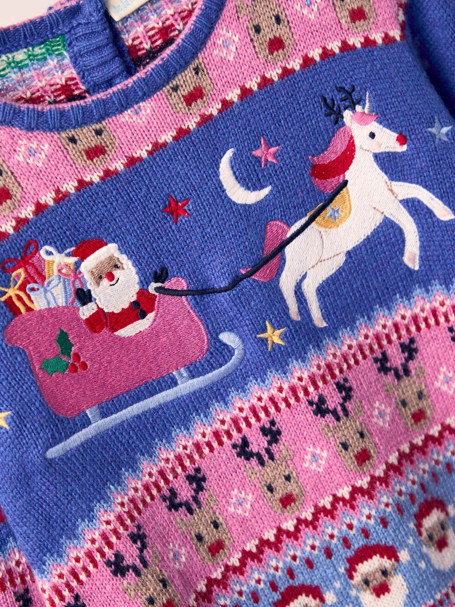 Navy Blue Santa & Reindeer Fairisle Knitted Dress - Image 2 of 3