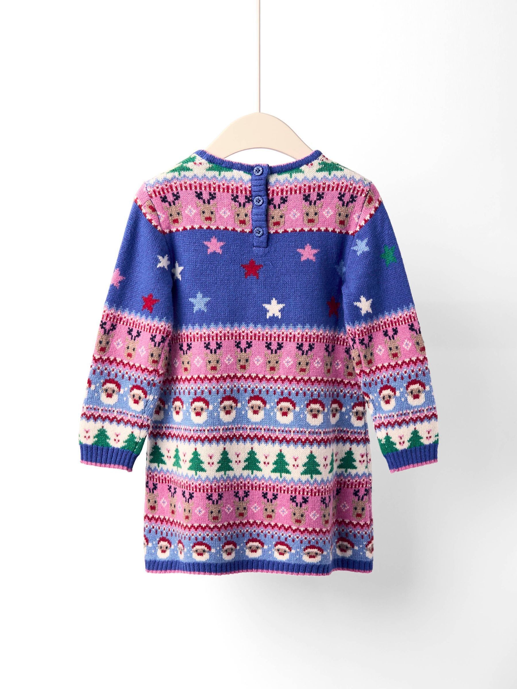 Navy Blue Santa & Reindeer Fairisle Knitted Dress - Image 3 of 3