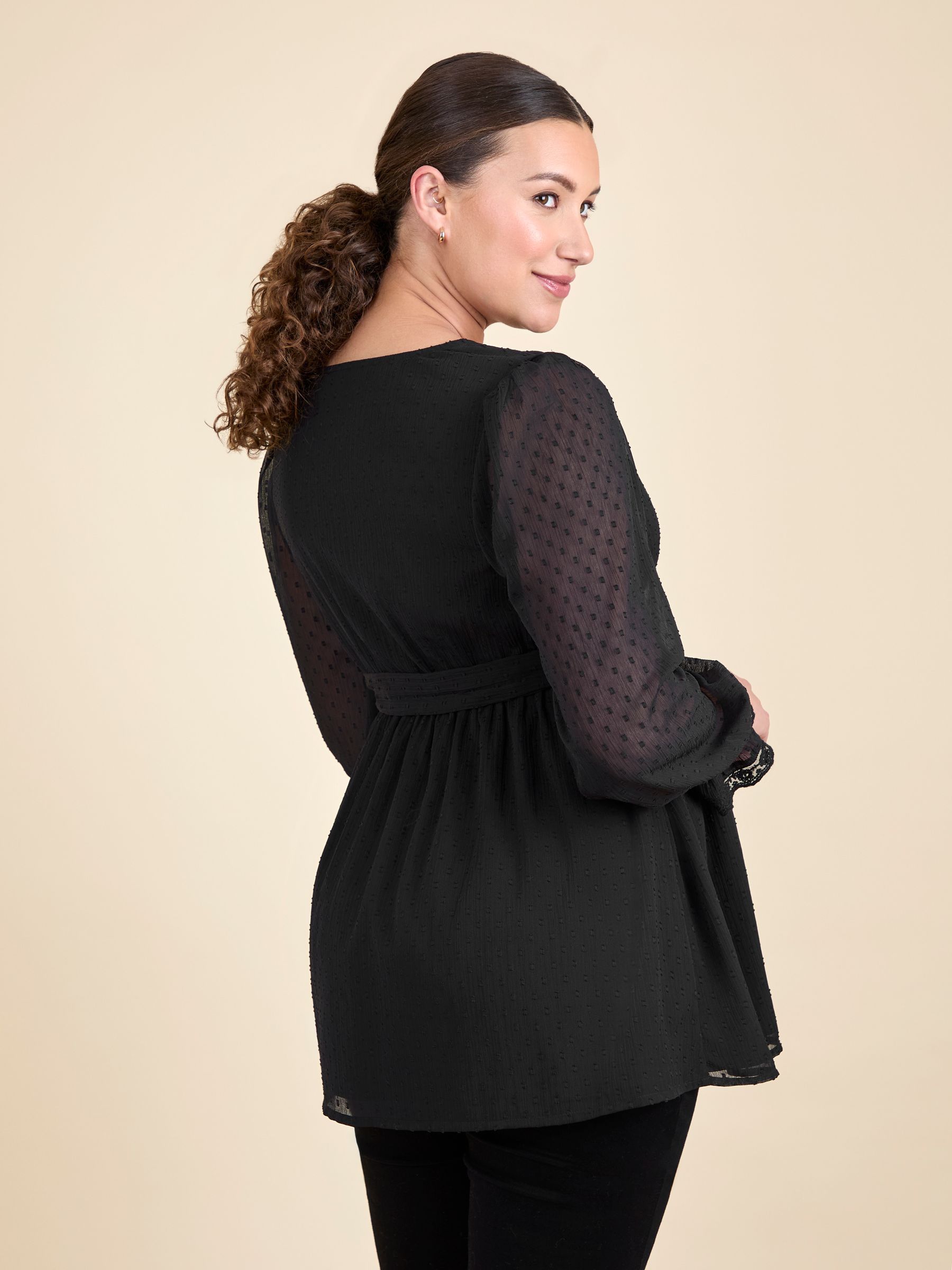 Black Maternity Lace Trim Blouse - Image 3 of 5