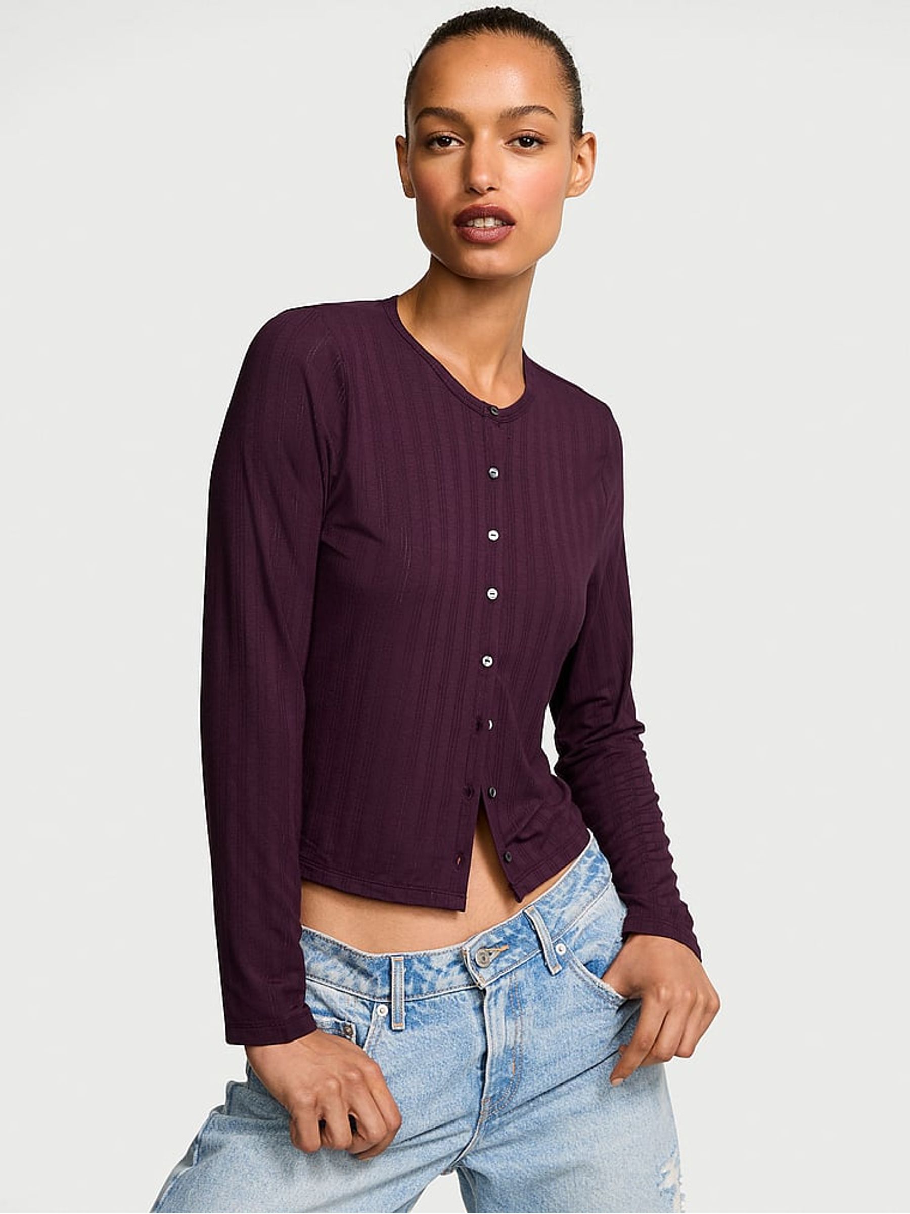 Winter Wine Purple Modal Cardigan - Image 1 of 2