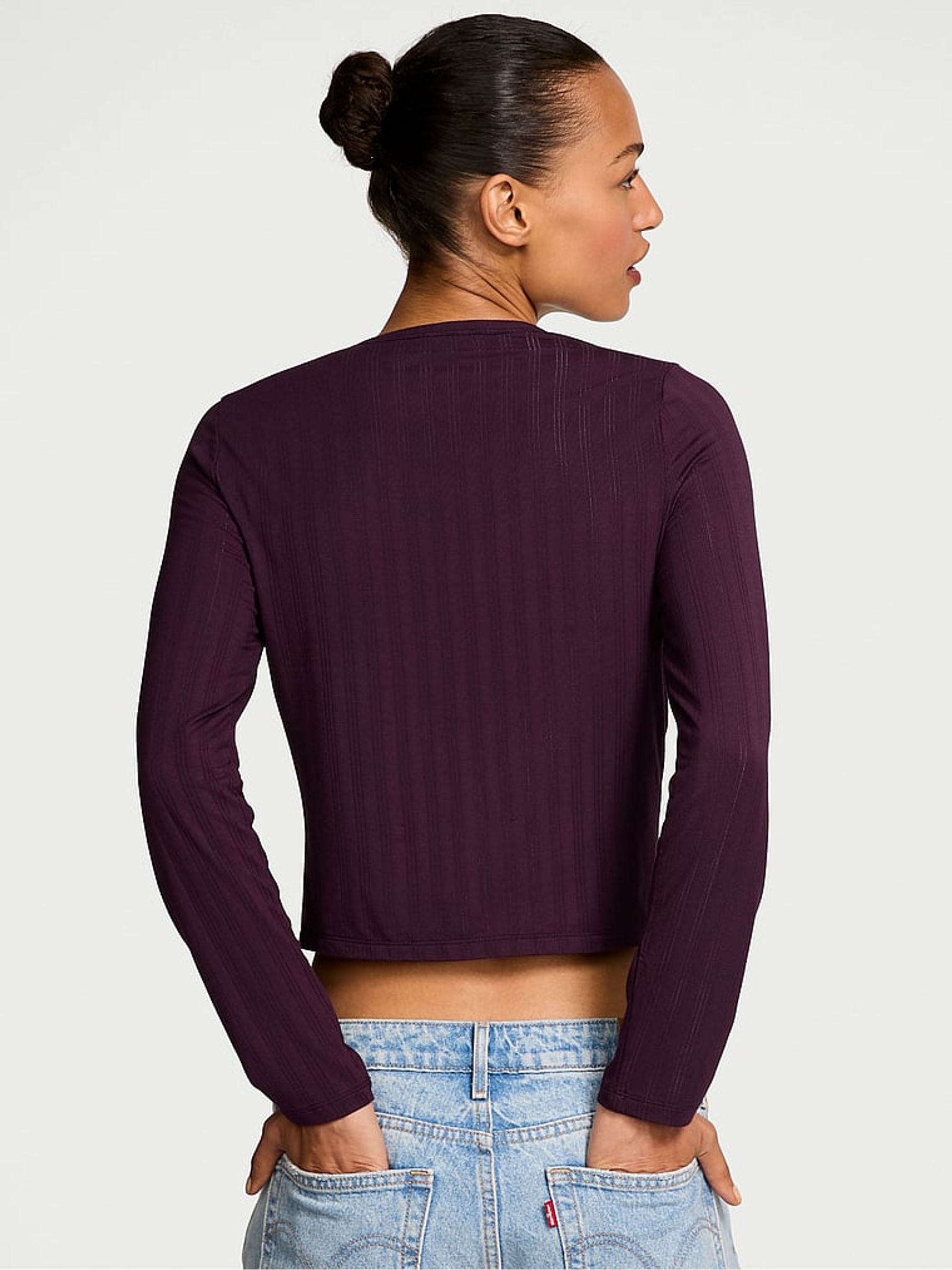 Winter Wine Purple Modal Cardigan - Image 2 of 2