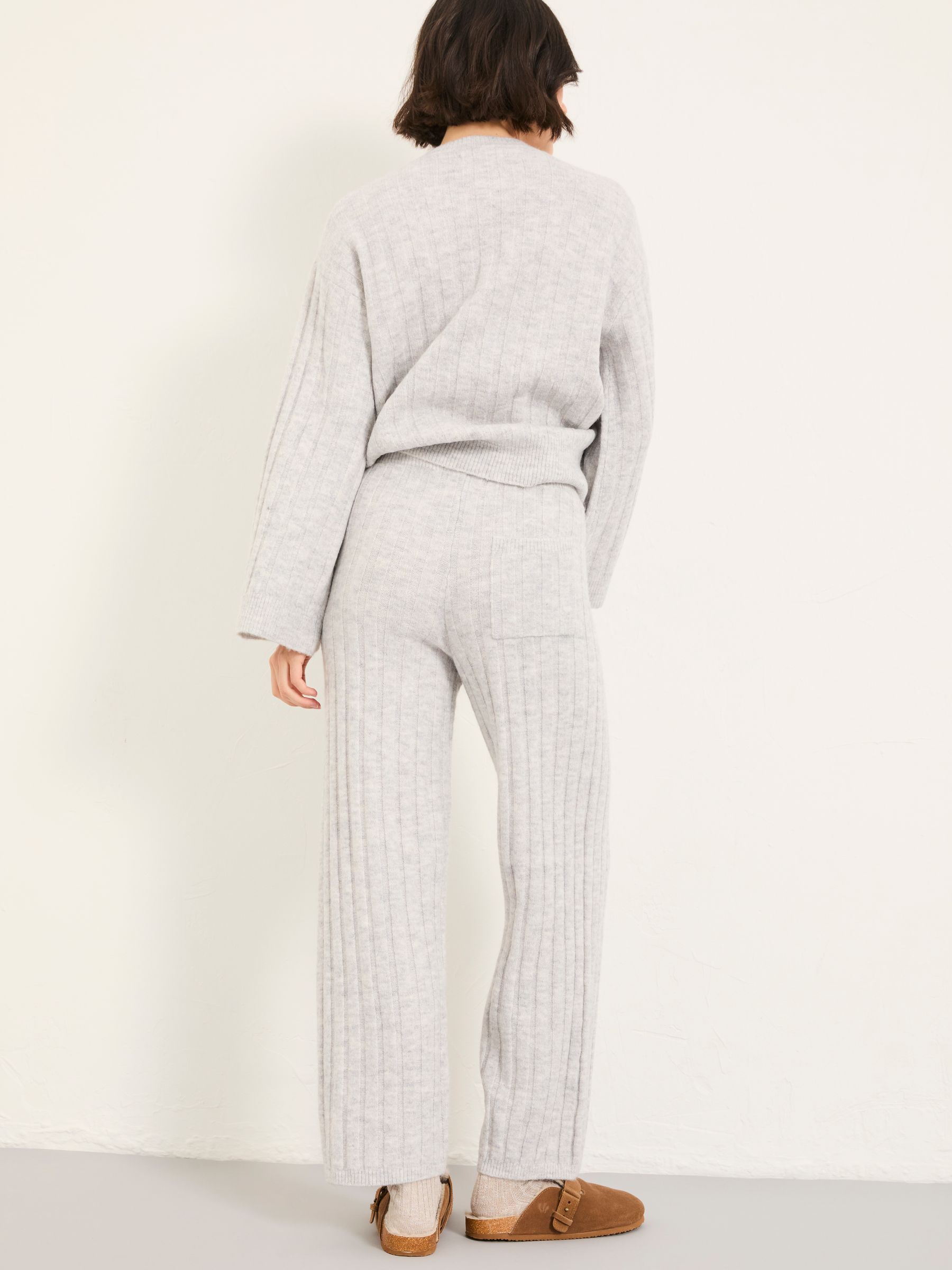 Grey Marl Knitted Wide Leg Lounge Trousers - Image 3 of 7