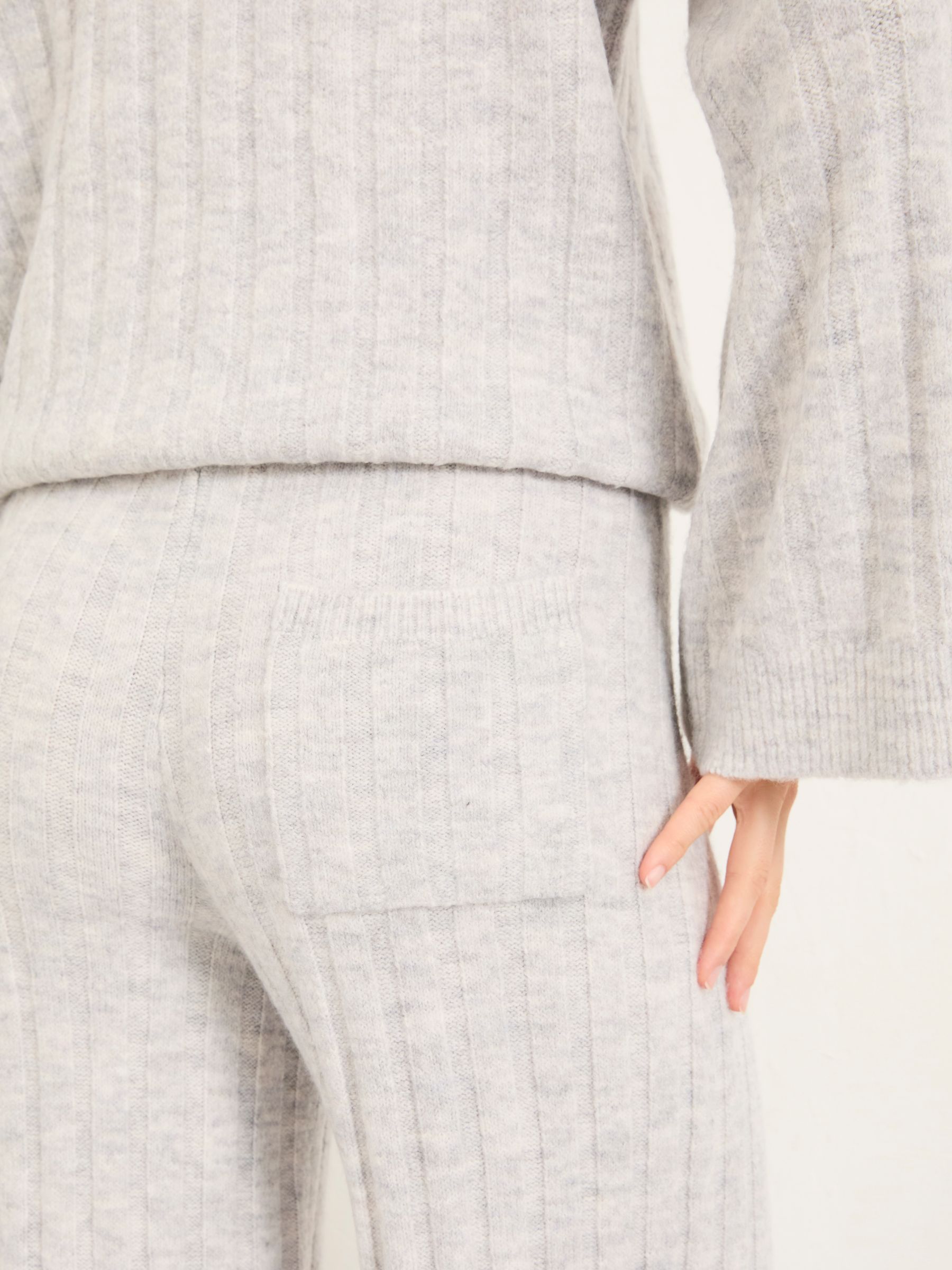 Grey Marl Knitted Wide Leg Lounge Trousers - Image 5 of 7