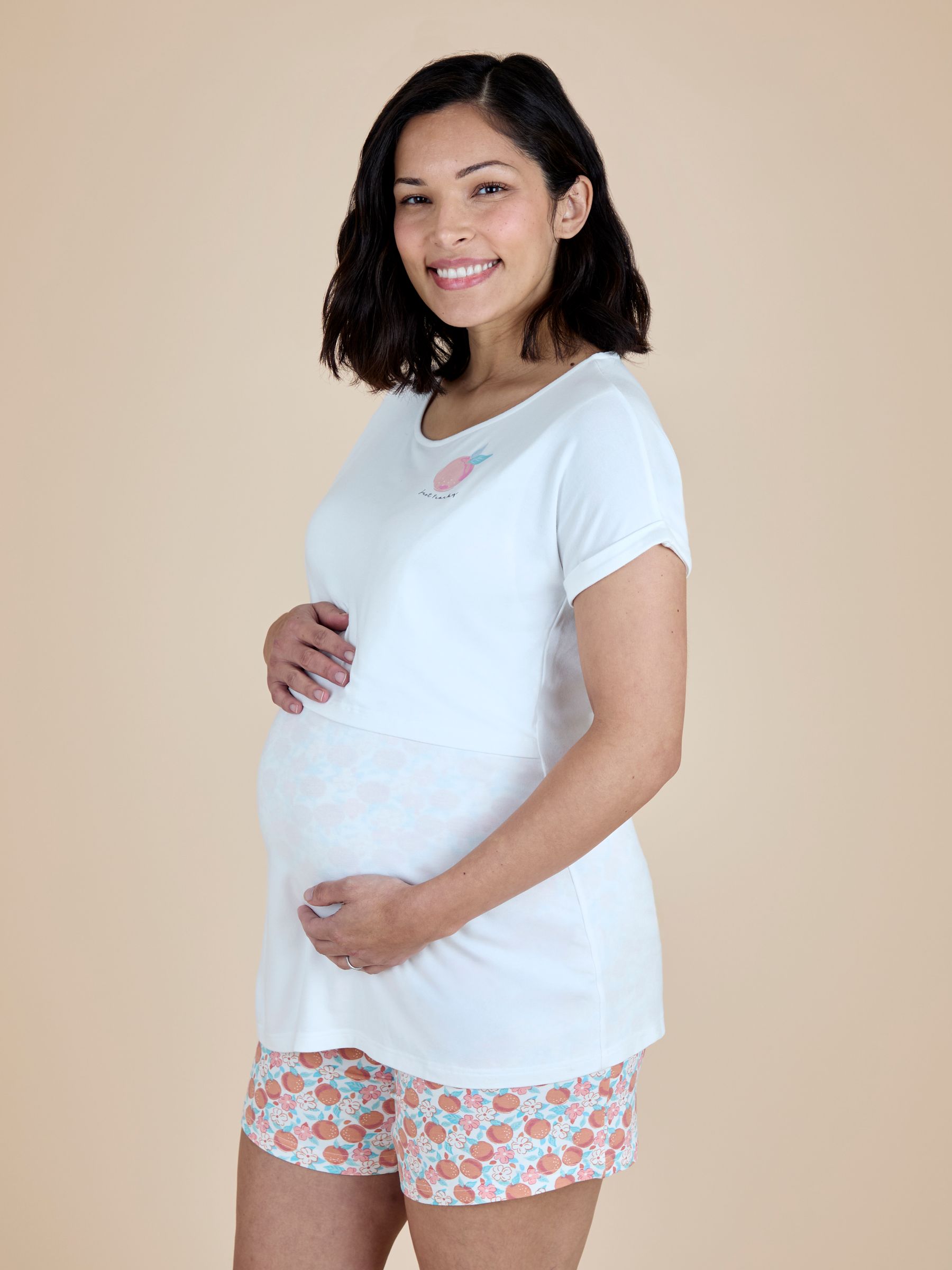 Orange Peach Maternity & Nursing Short Pyjamas Set - Image 4 of 6