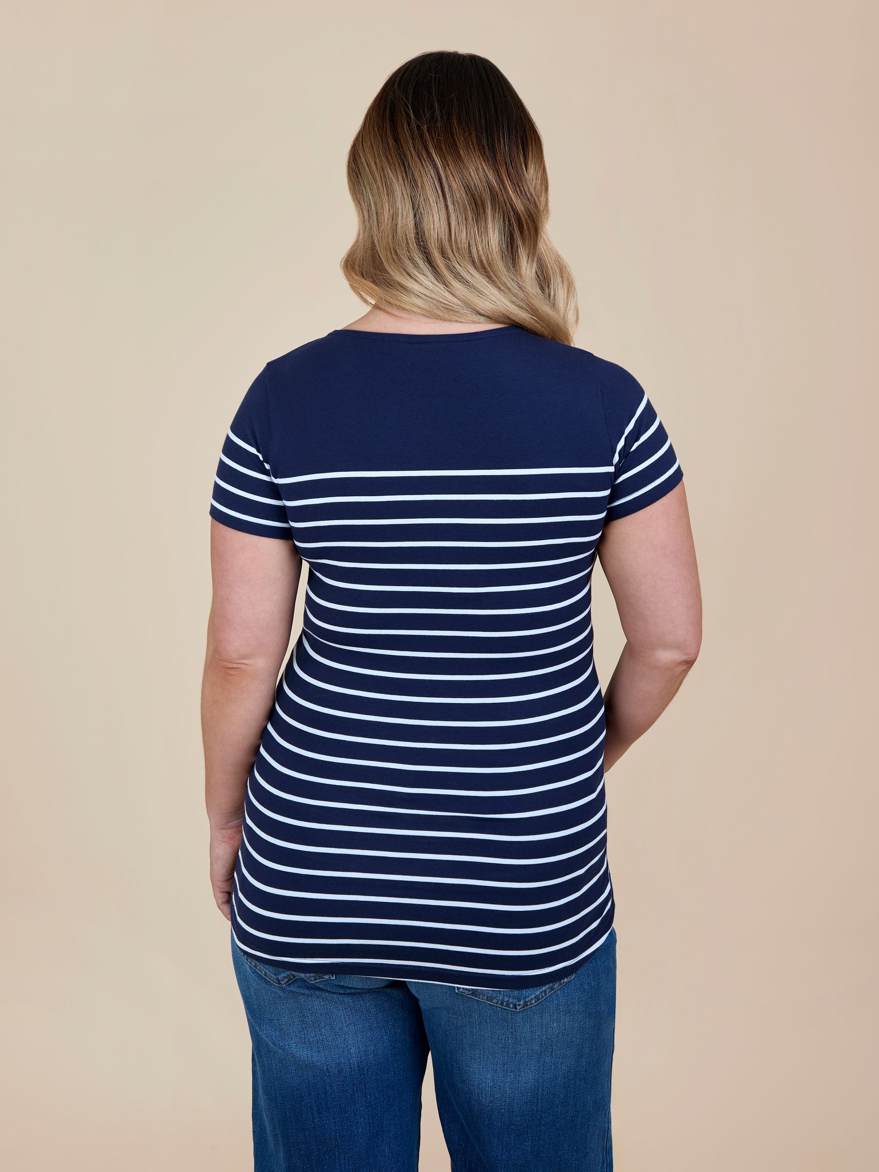 Navy Blue Breton Nursing T-Shirt - Image 2 of 4