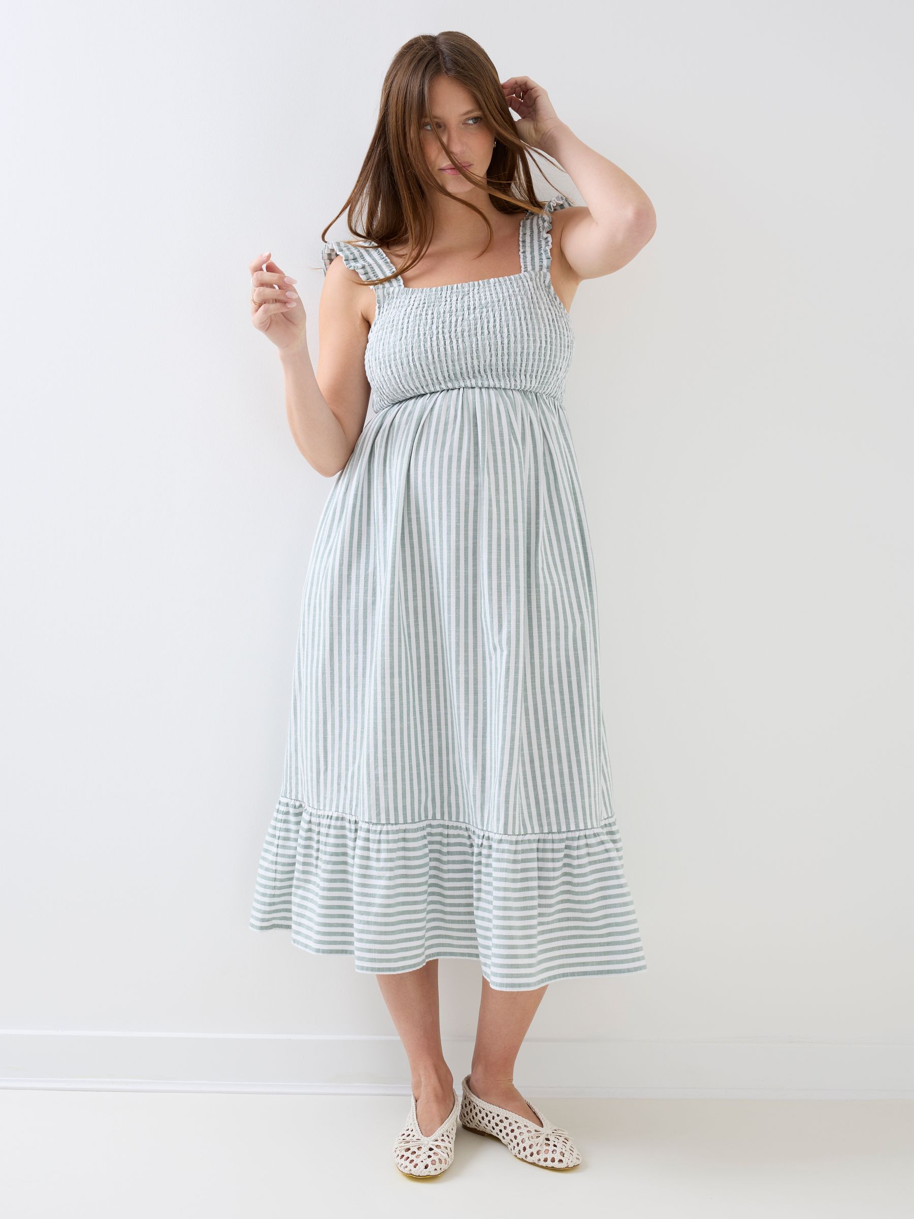 shirred tiered midi dress Animal Dorothy Perkins Shirred Waist Tiered Hem Midi Dress