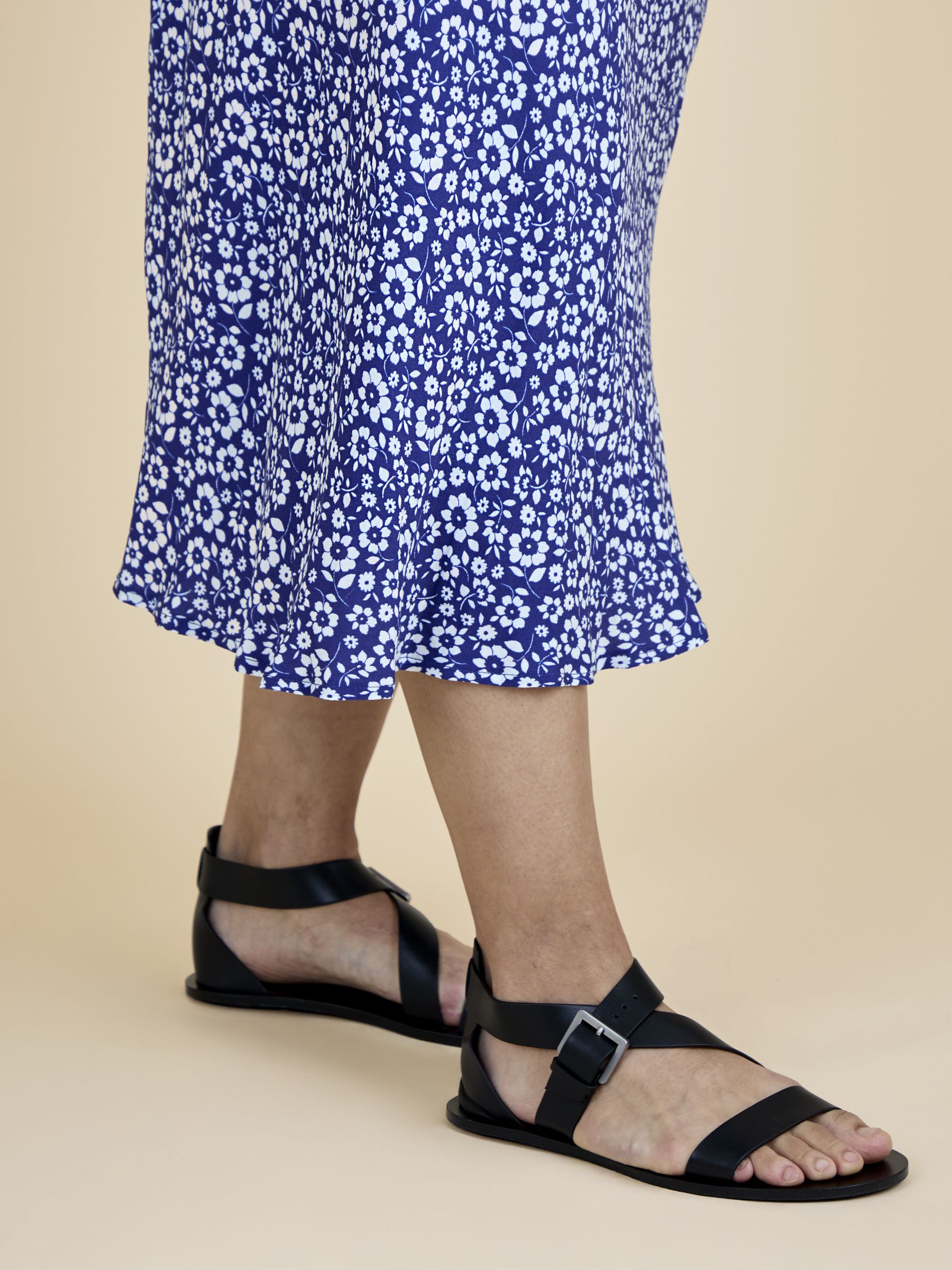 Navy Blue Floral Midi Skirt - Image 5 of 6