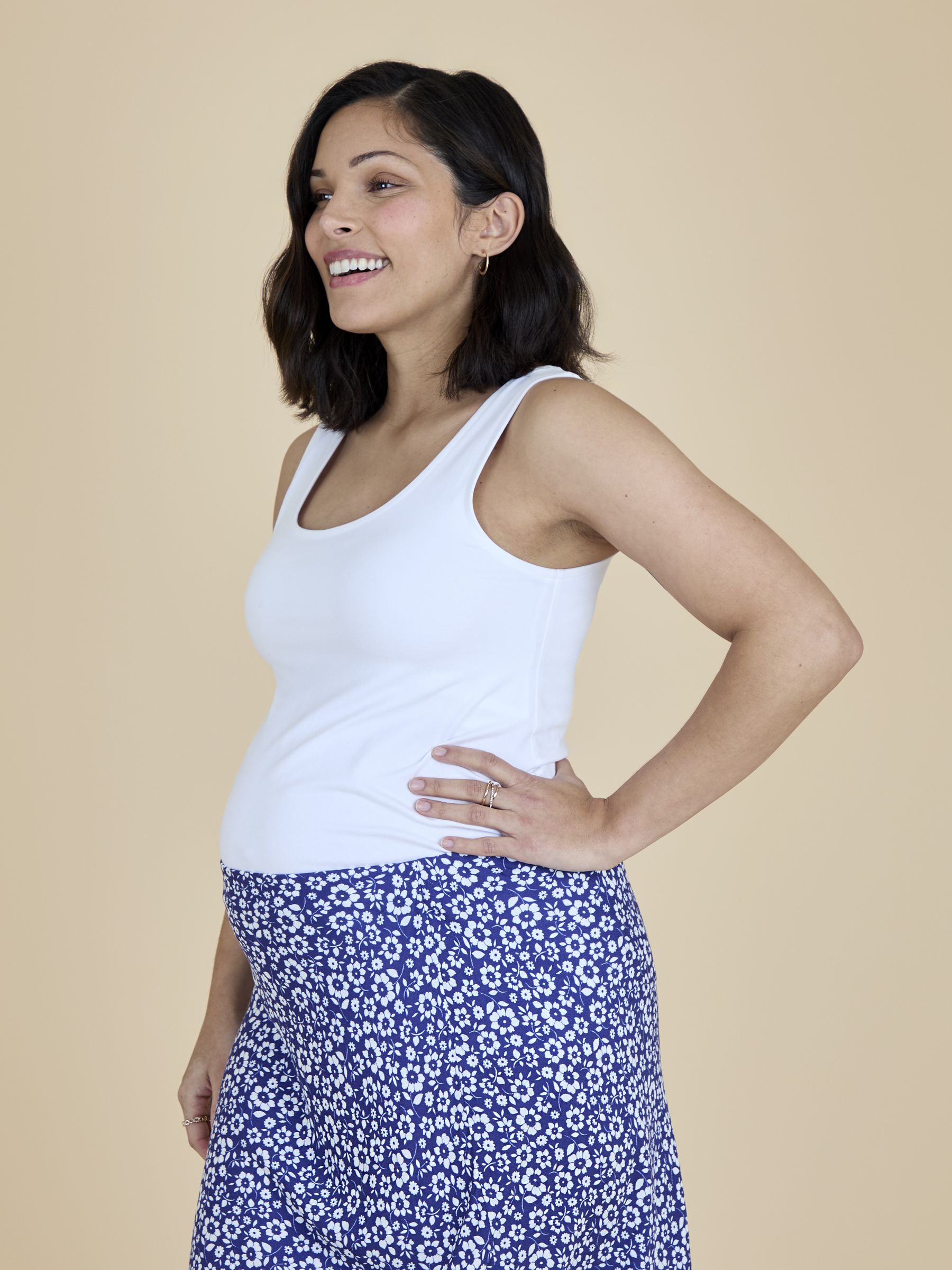 Navy Blue Floral Midi Skirt - Image 6 of 6 Navy Blue Floral Midi Skirt - Image 6 of 6