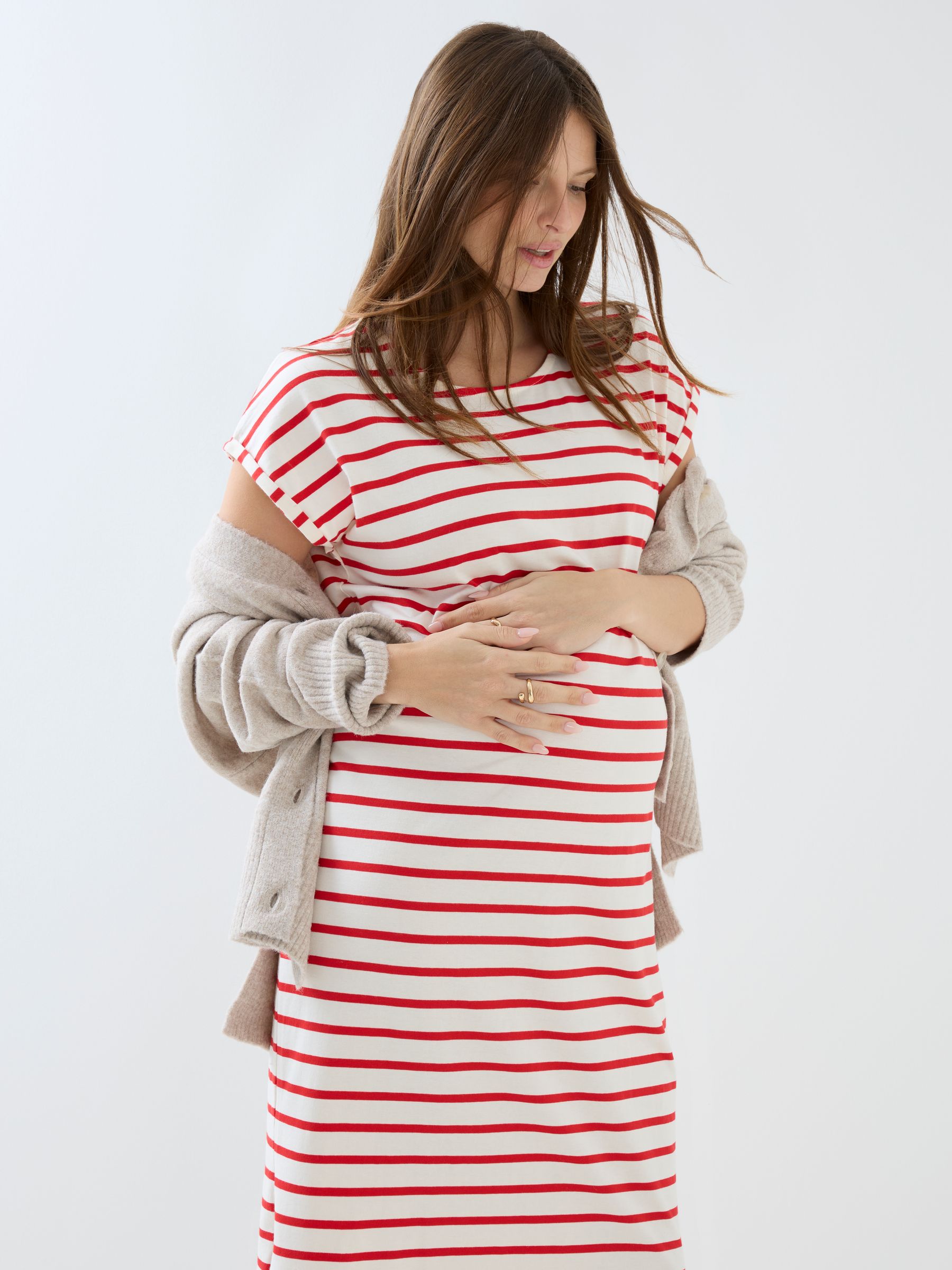Red Short Sleeve Relaxed T-Shirt Midi Dress | JoJo Maman Bb