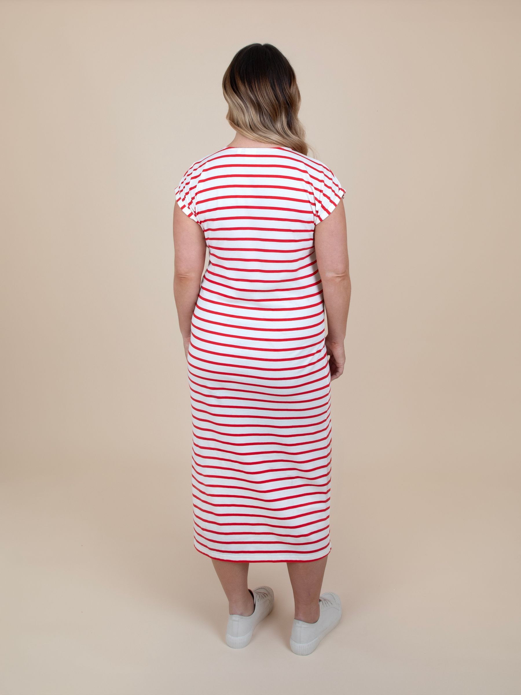 Red Short Sleeve Relaxed T-Shirt Midi Dress - Image 3 of 5
