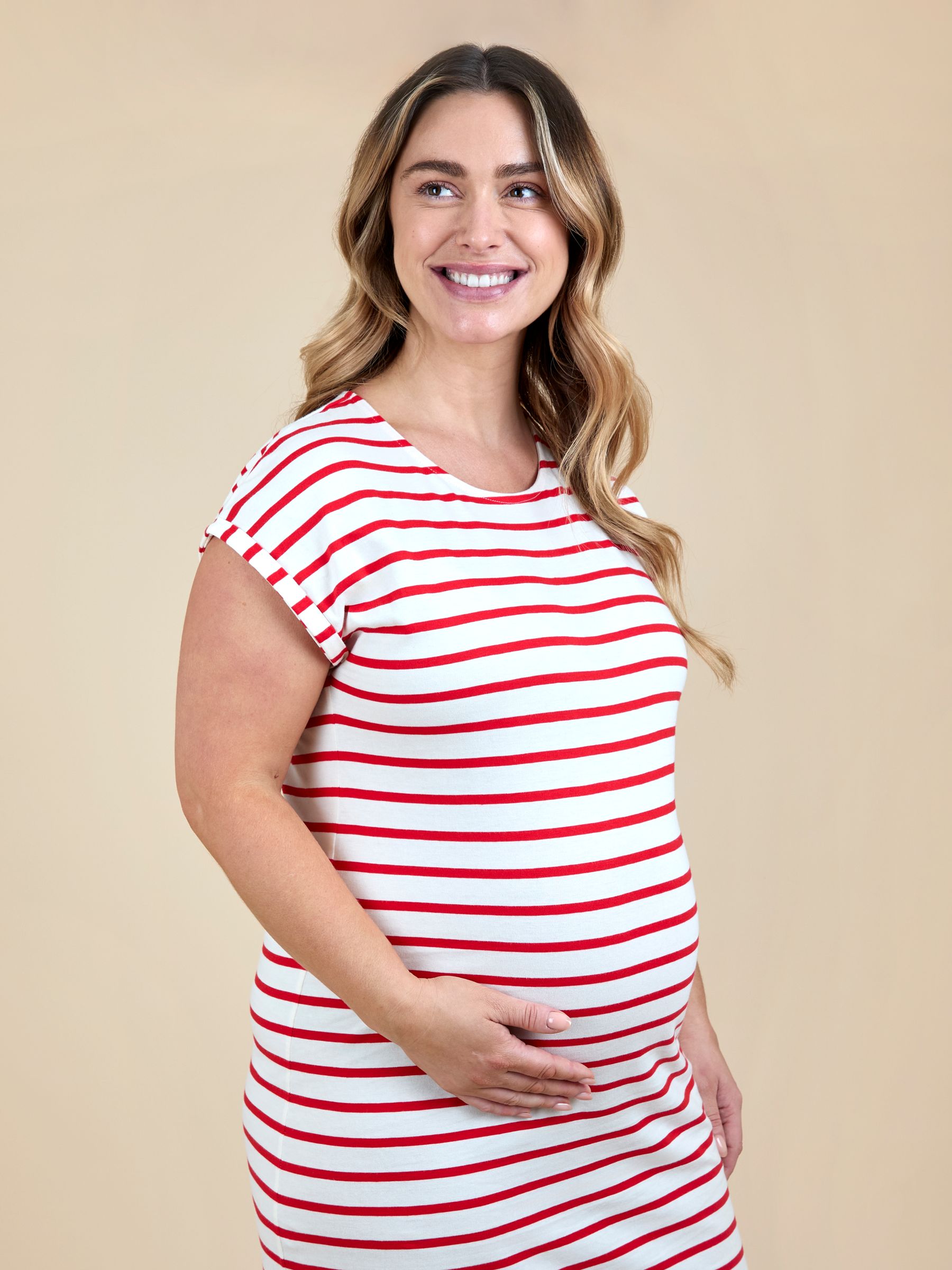 Red Short Sleeve Relaxed T-Shirt Midi Dress - Image 4 of 5