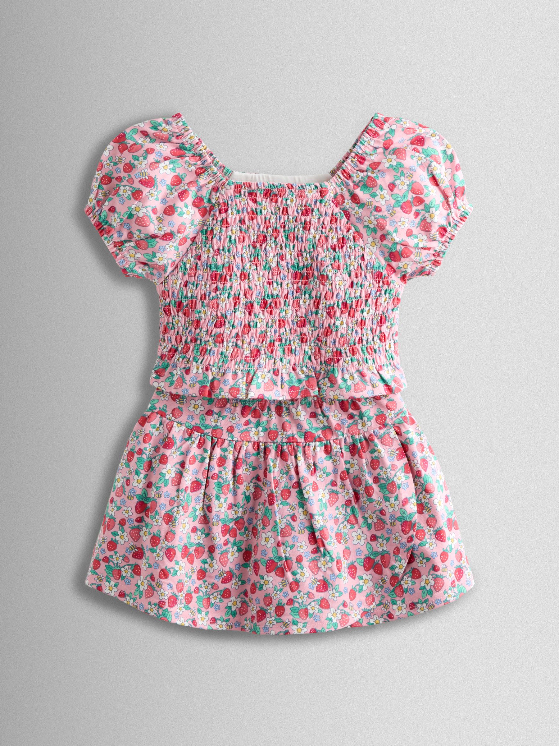 Pink Smocked Cap Sleeve Top & Skort Set - Image 1 of 7