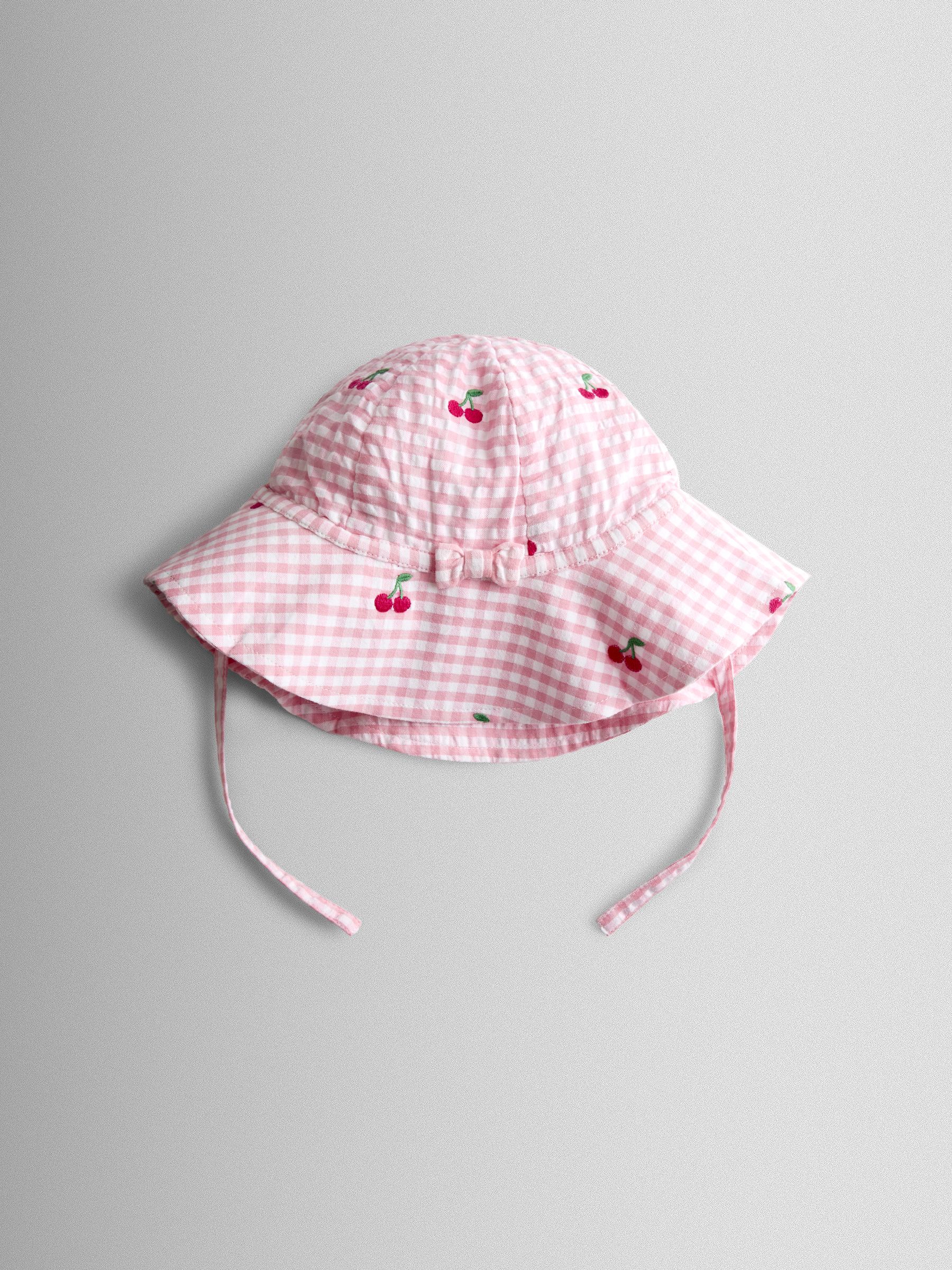 Pink Cherry Embroidered Scalloped Baby Dress & Hat Set - Image 6 of 10