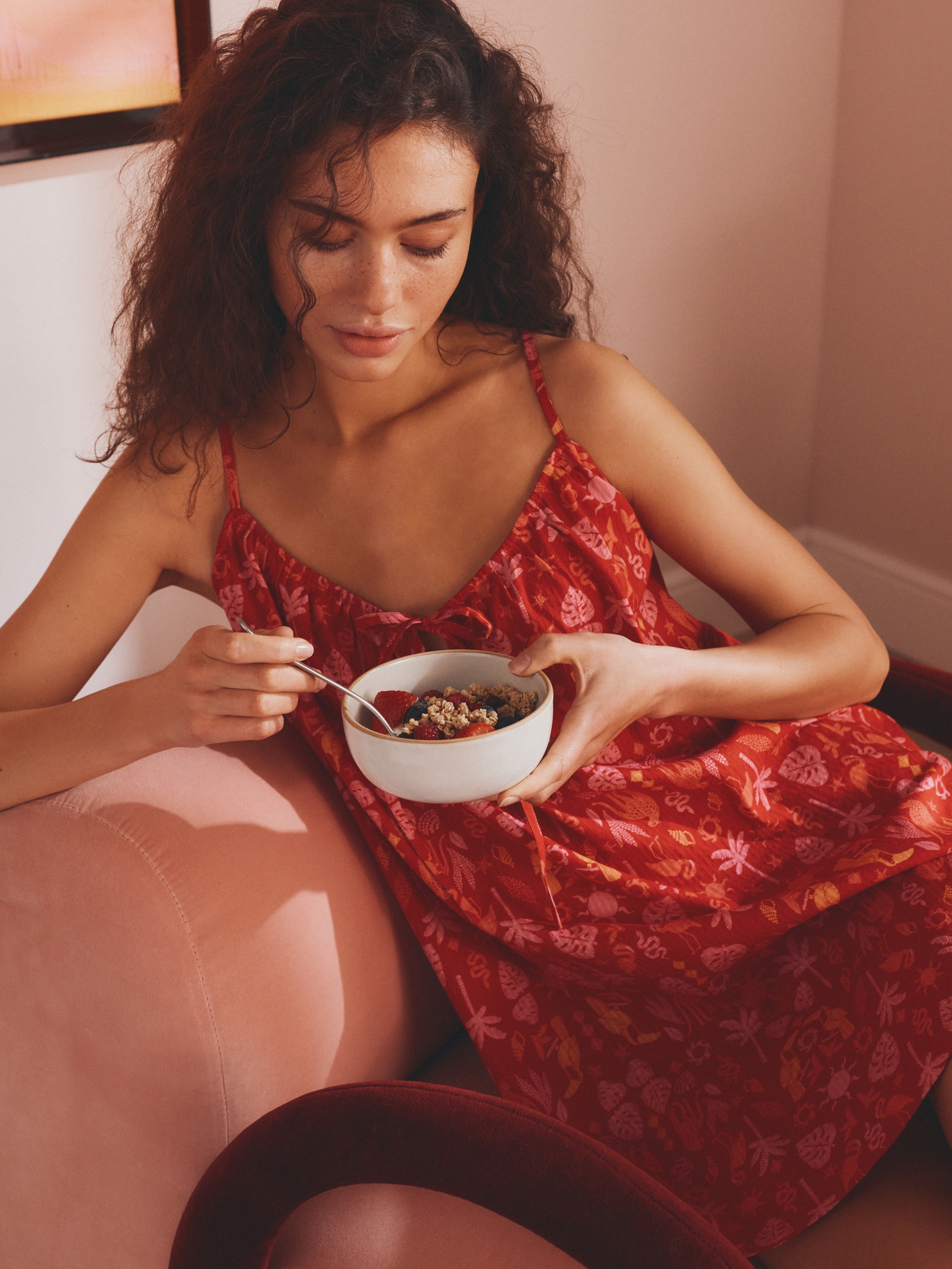 Pink/Orange Woven Cotton Slip Nightie - Image 2 of 6