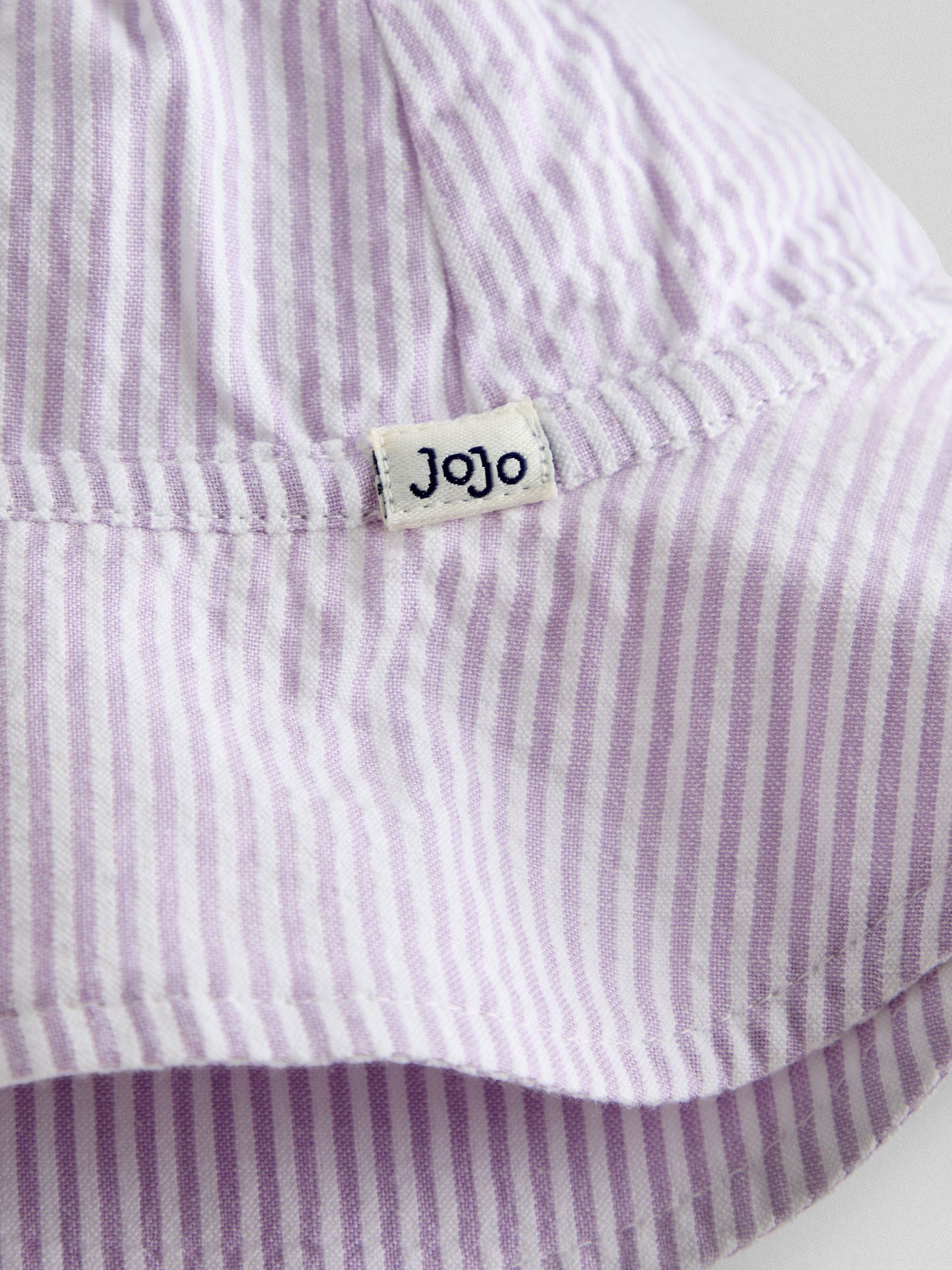 Lilac Stripe Daisy Trim Seersucker Floppy Sun Hat - Image 3 of 3