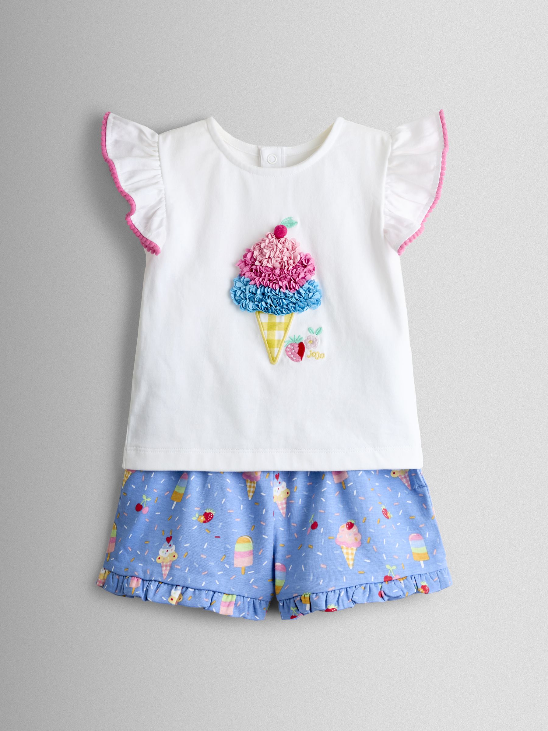 Cobalt Blue Ice Cream Frill Sleeve Top & Short Set - Image 1 of 7